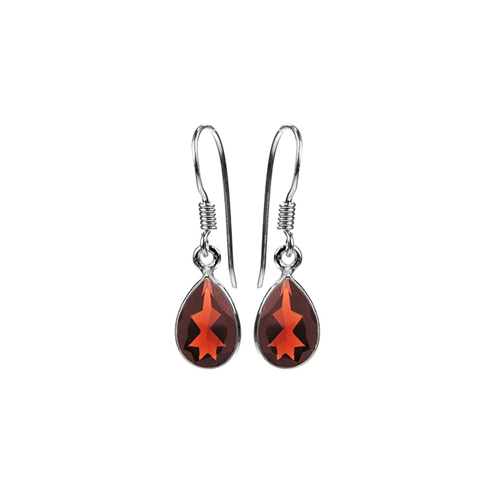 Bridget small teardrop faceted garnet earrings