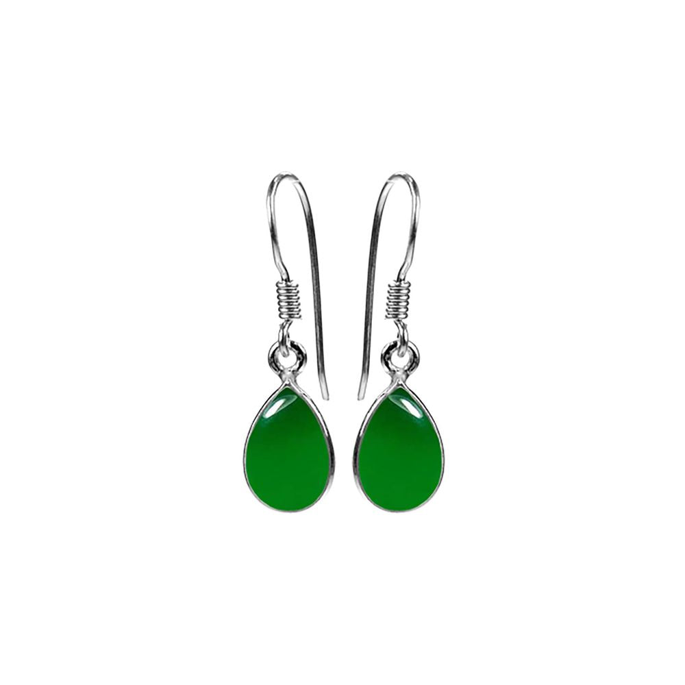 Bridget small teardrop green agate earrings