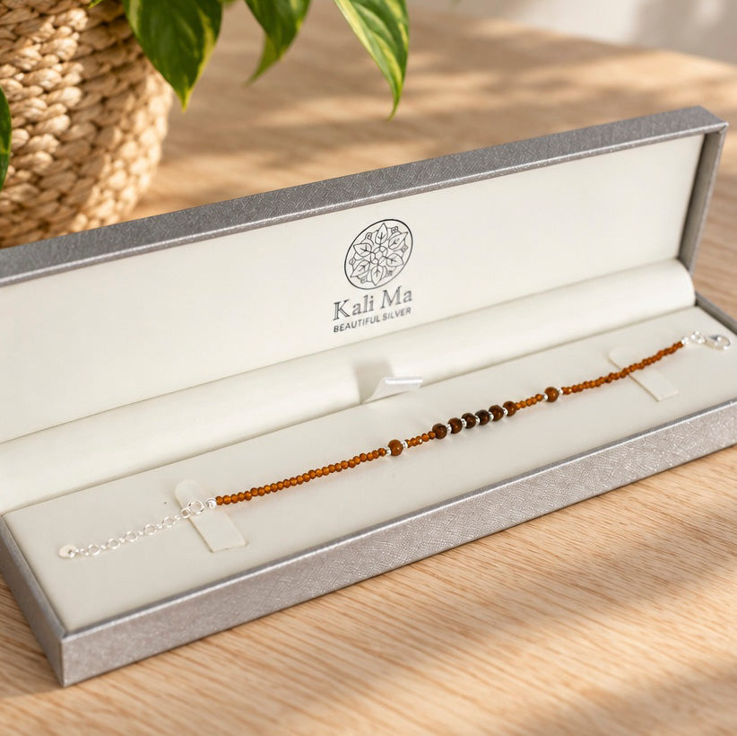 Jaelyn tiger's eye and cubic zirconia bracelet