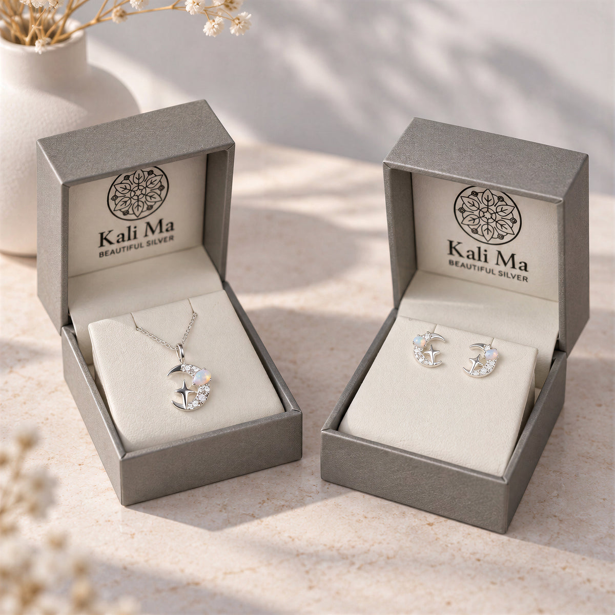 Alexis white sparkle celestial pendant