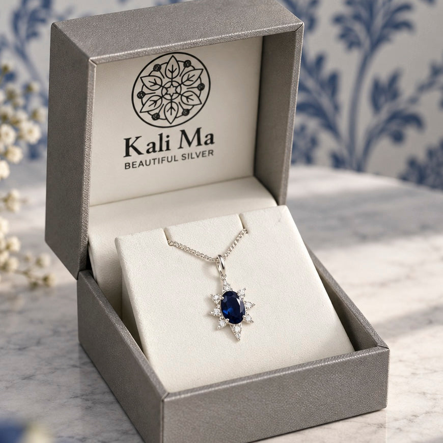 Davina blue starburst pendant
