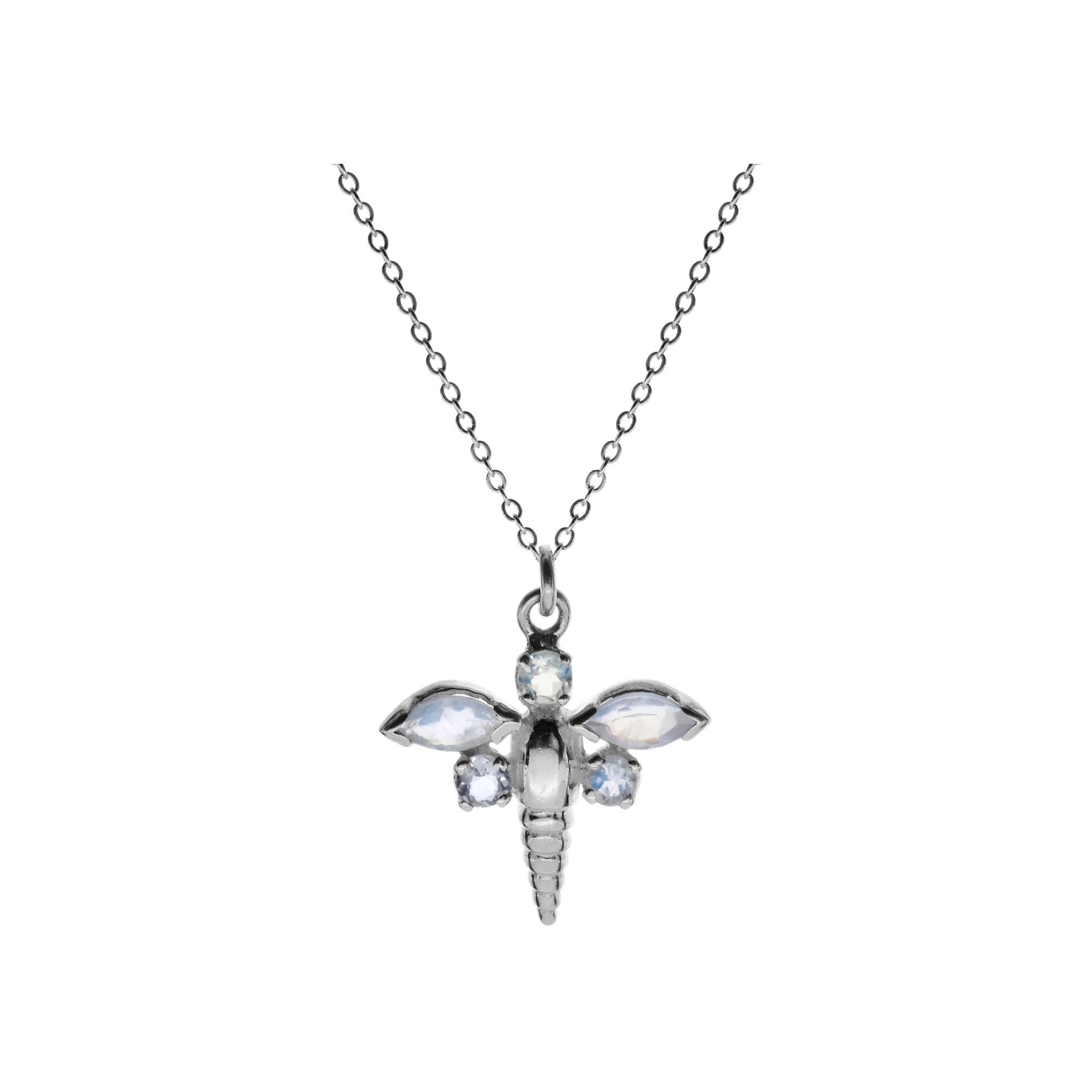Chloe rainbow moonstone dragonfly necklace