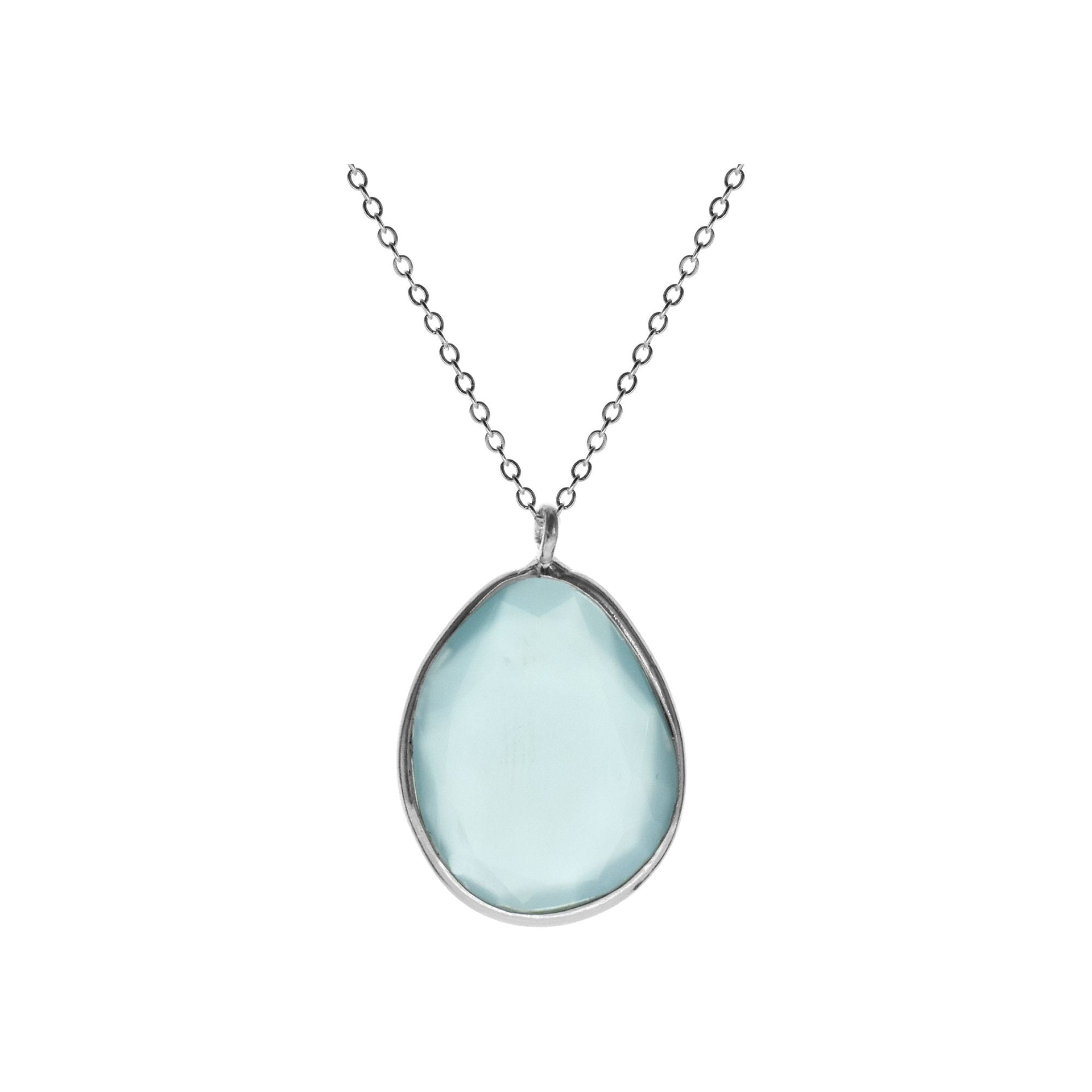 Chloe organic blue chalcedony necklace (B)