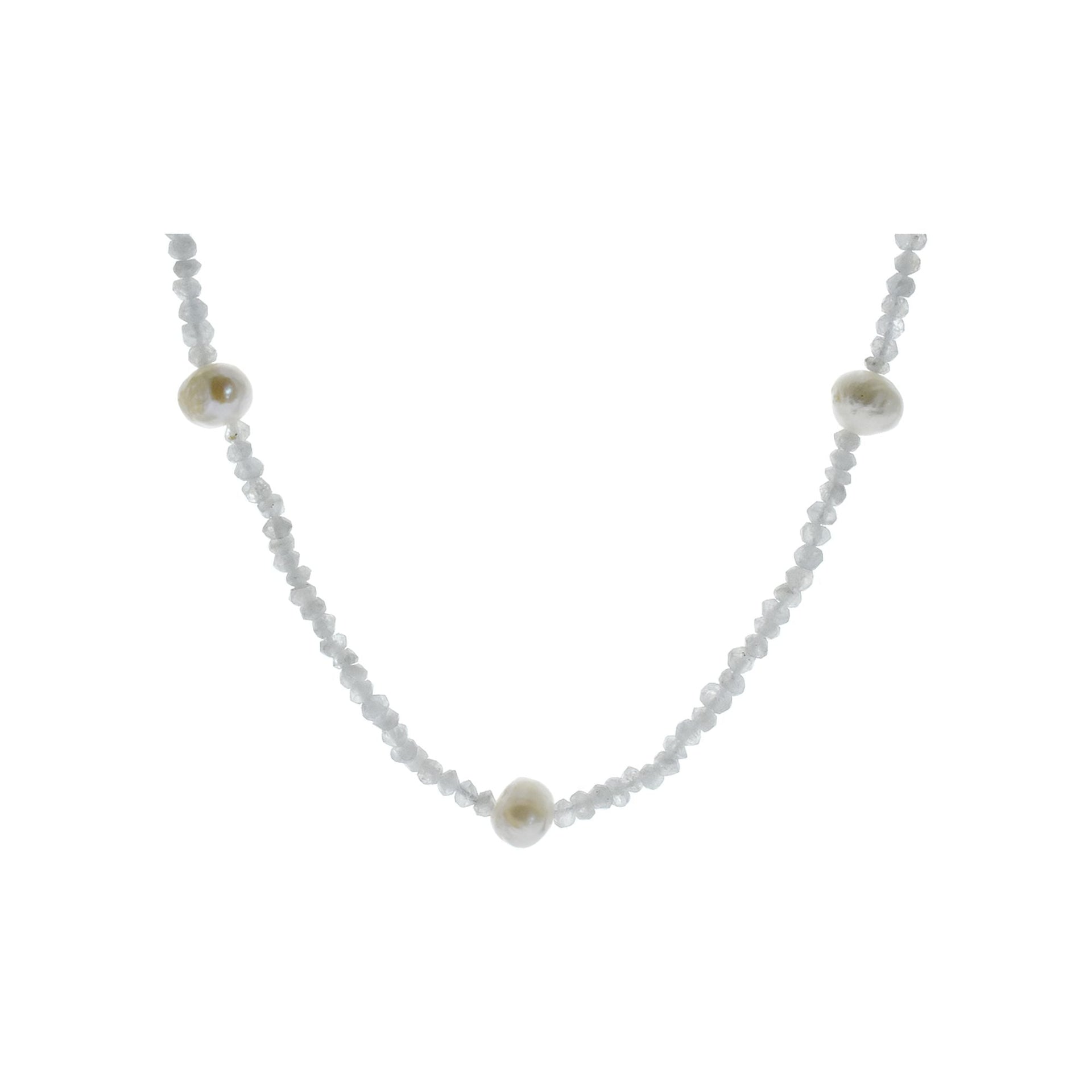Chloe rainbow moonstone necklace with pearls