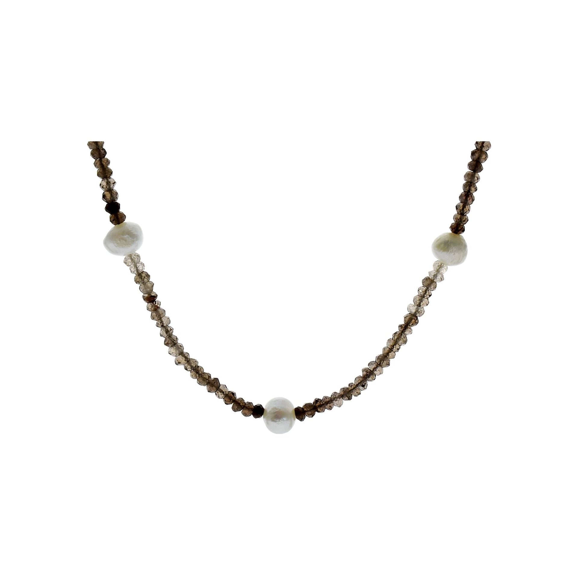Chloe smokey quartz necklace with pearls