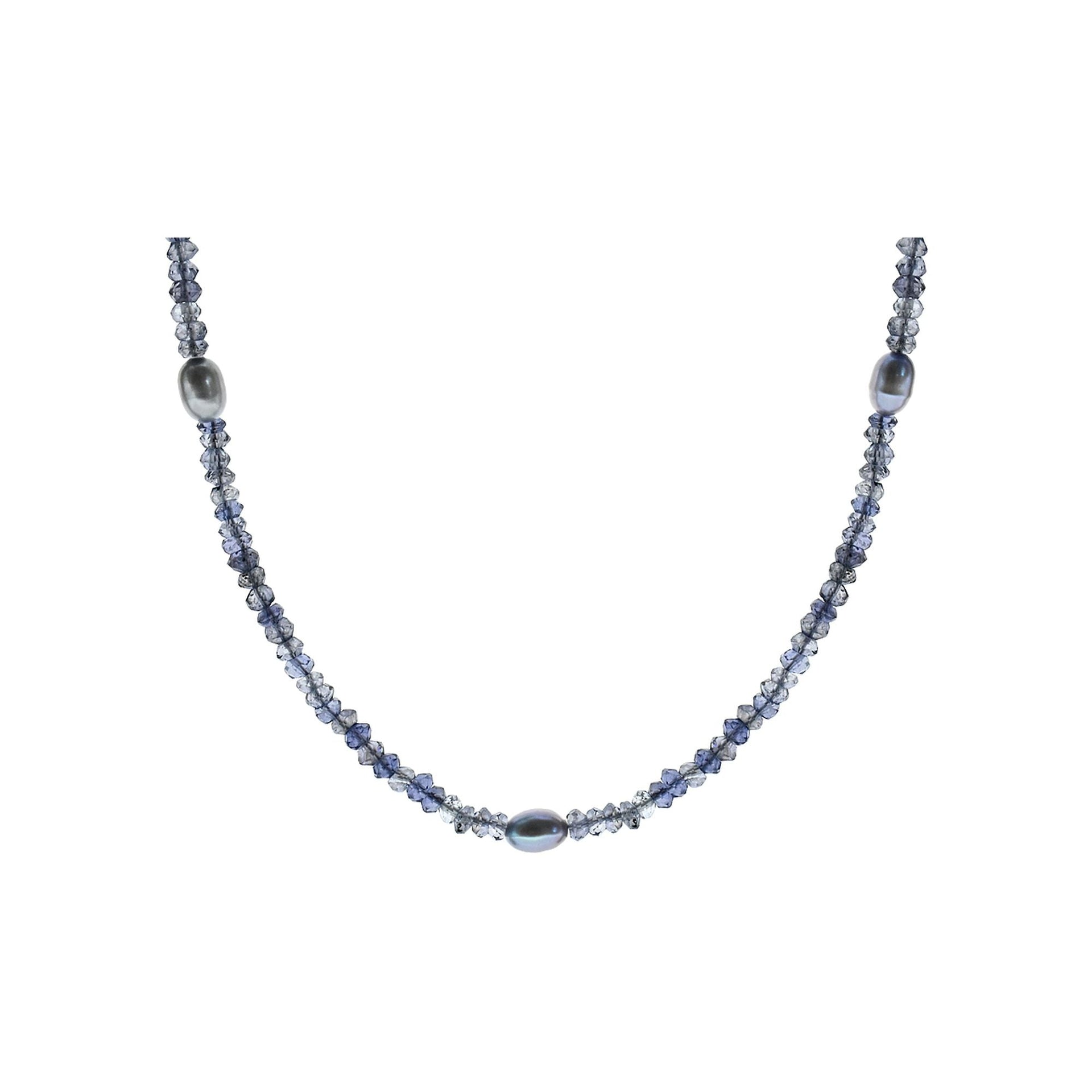 Chloe iolite necklace with dyed pearls
