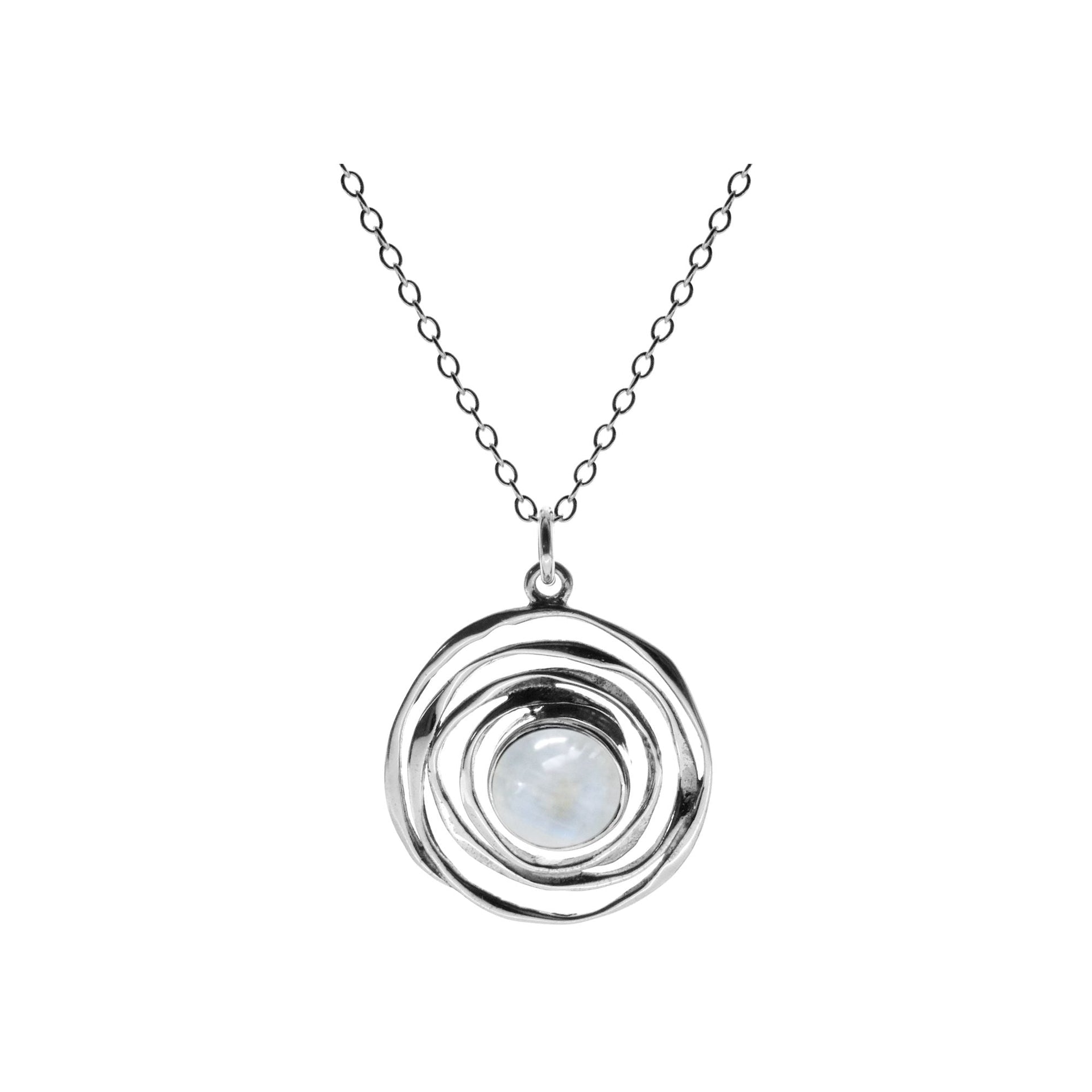 Chloe irregular spiral with rainbow moonstone necklace
