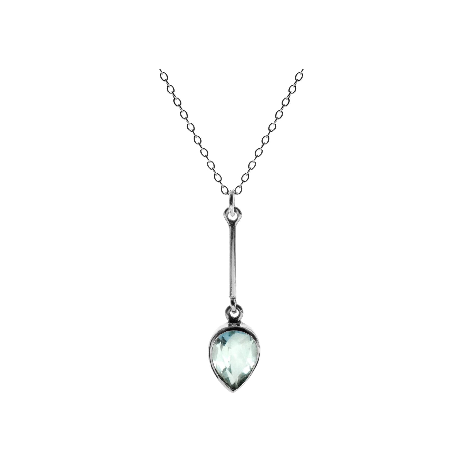 Chloe suspended green amethyst bar drop necklace