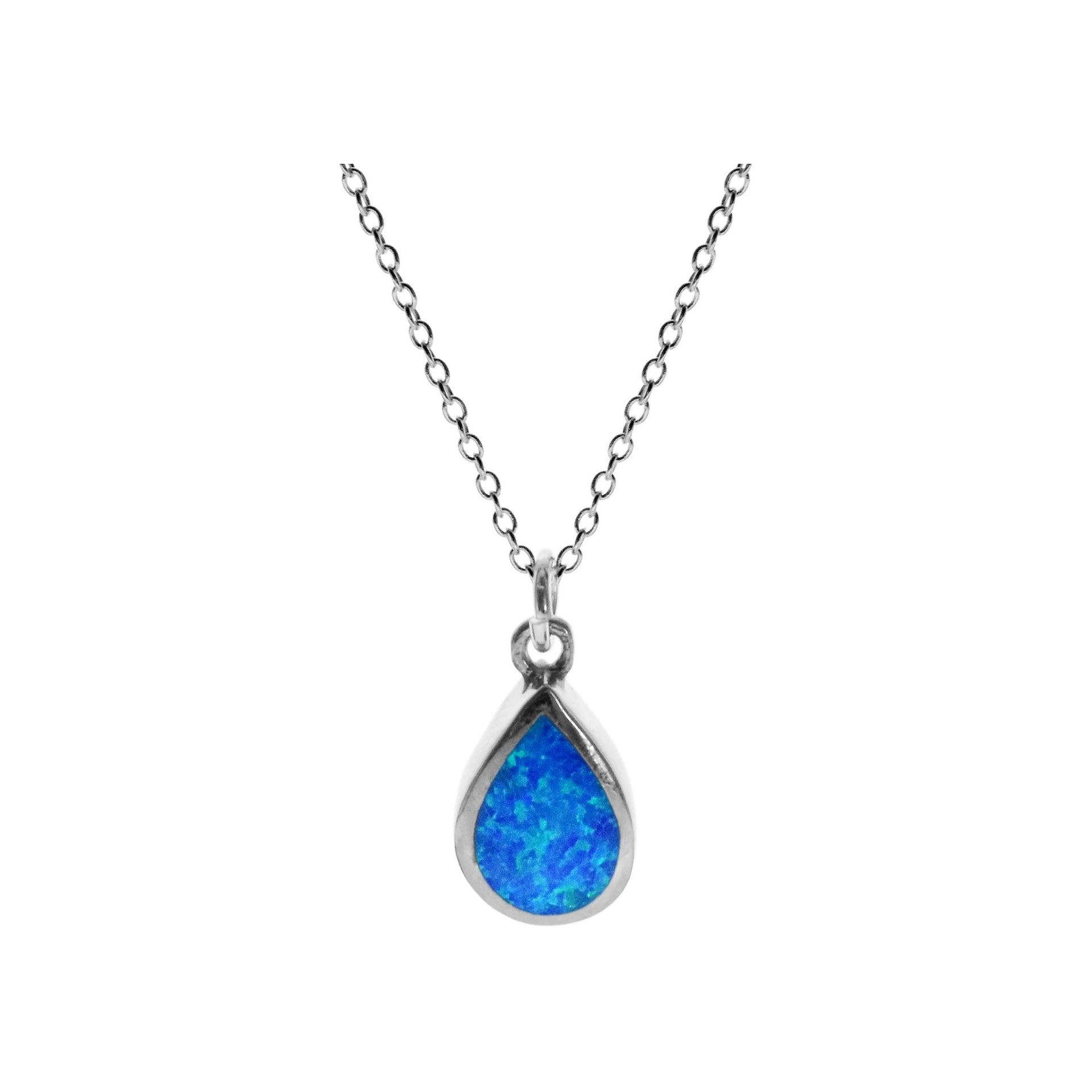 Chloe deep teardrop blue opalique necklace