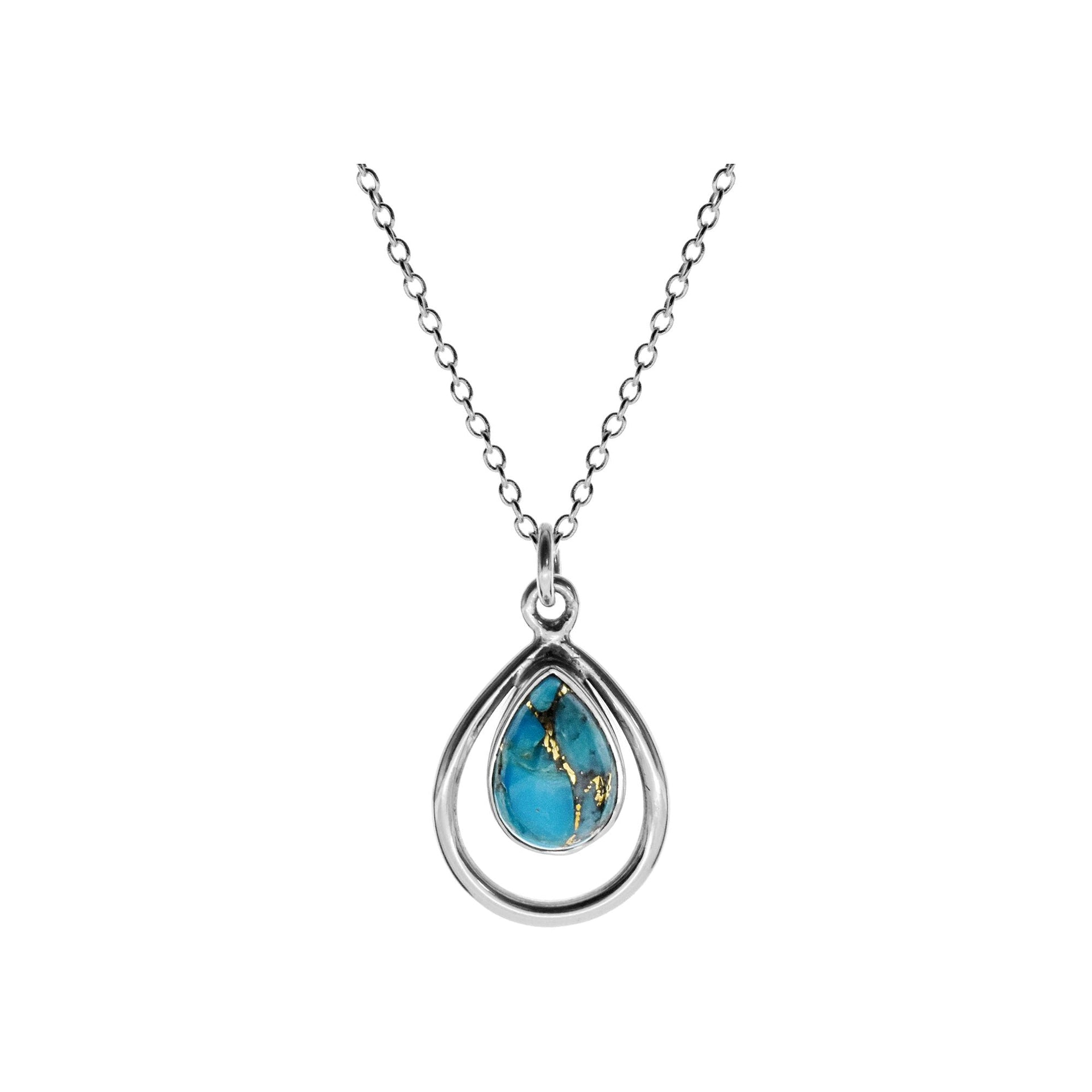 Chloe framed blue mohave teardrop necklace