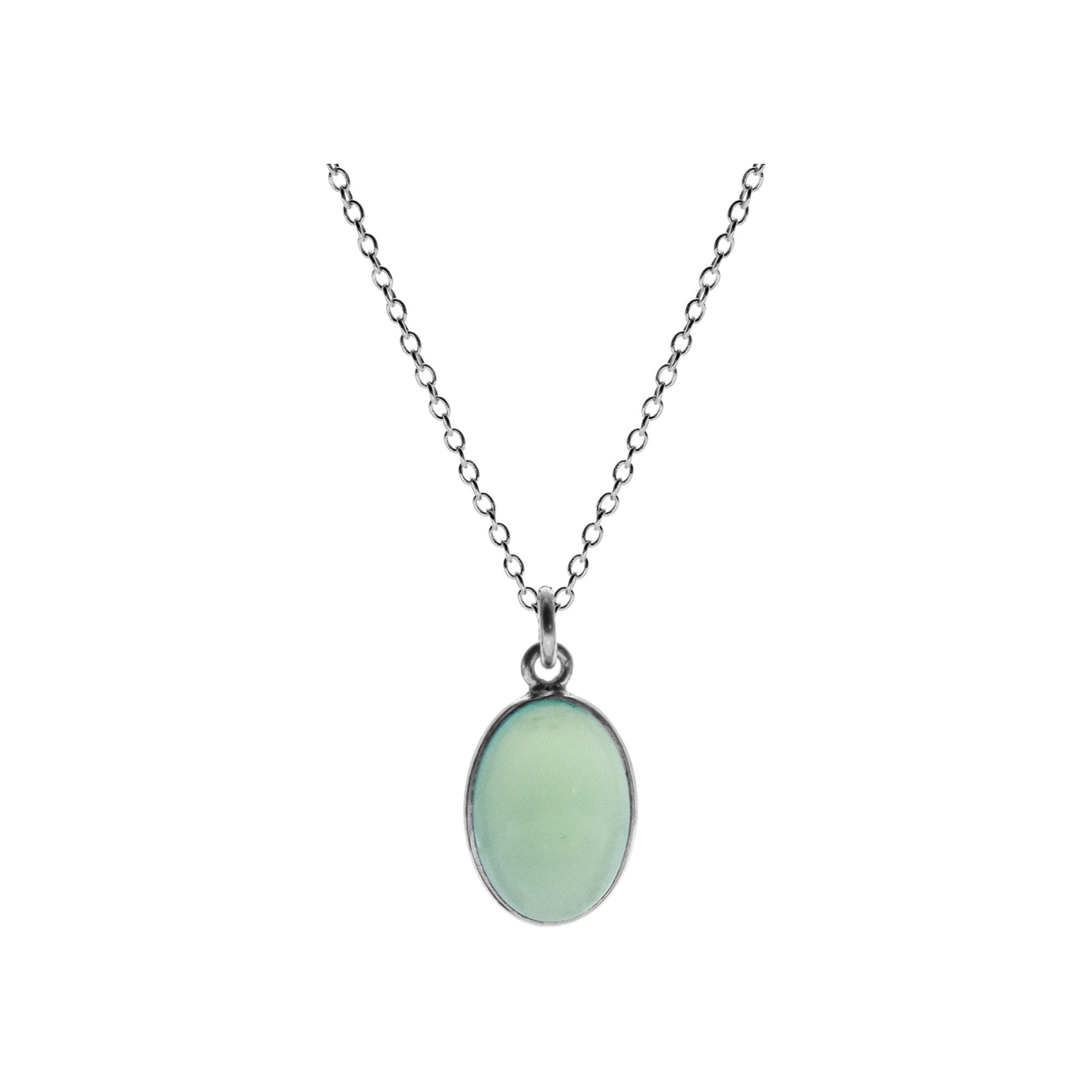 Chloe oval light blue chalcedony necklace