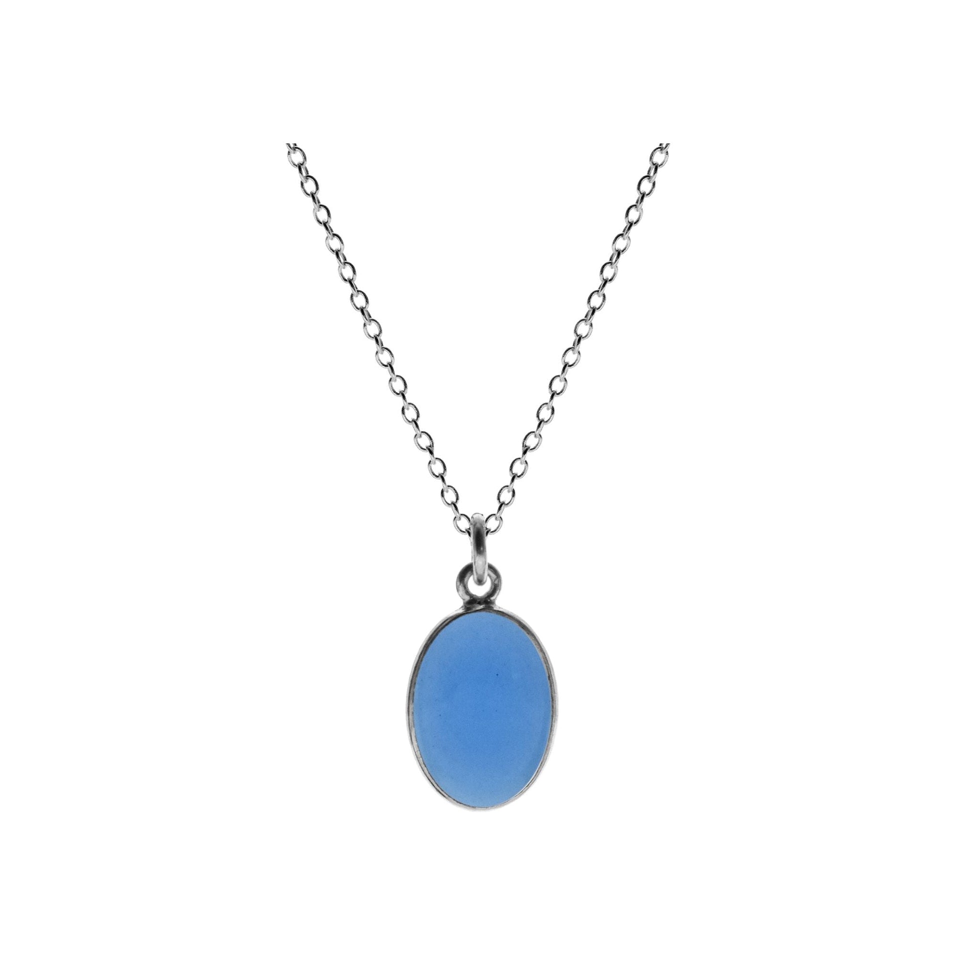 Chloe oval dark blue chalcedony necklace