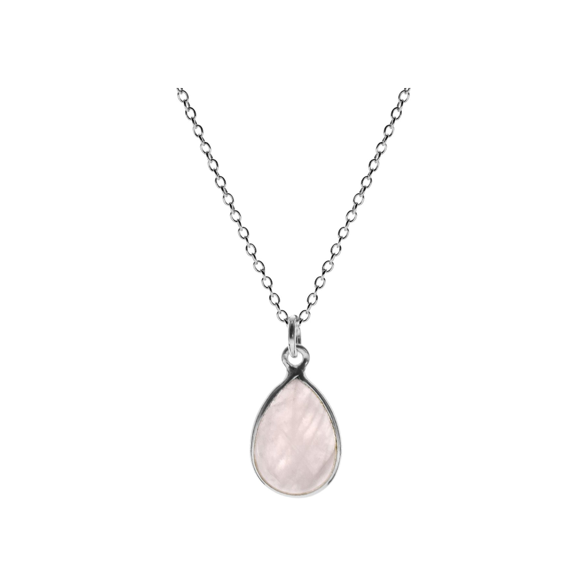 Chloe teardrop rose quartz necklace