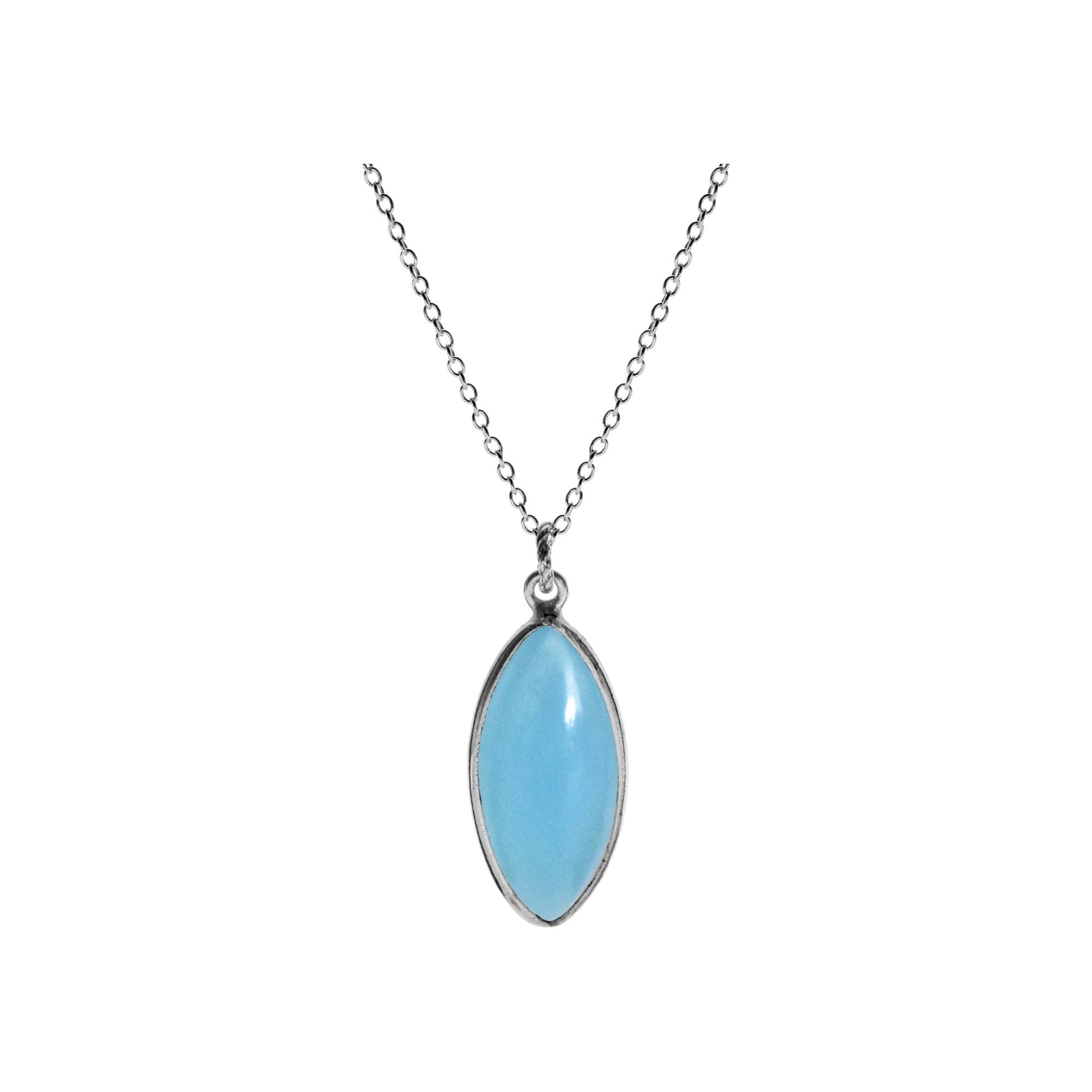 Bridget large marquis blue chalcedony necklace