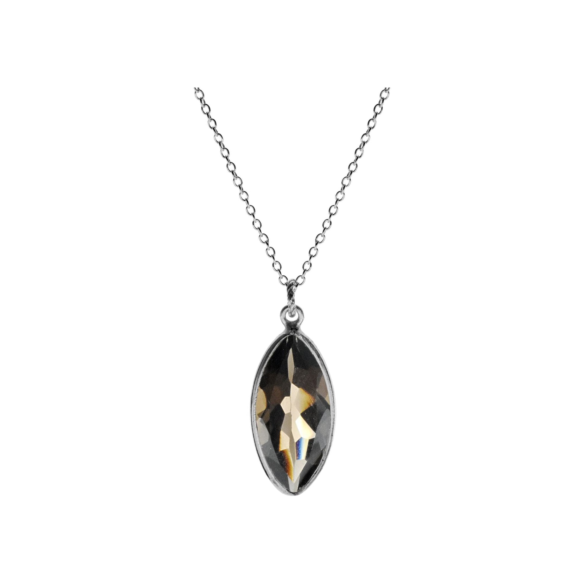 Bridget large marquis smokey quartz necklace