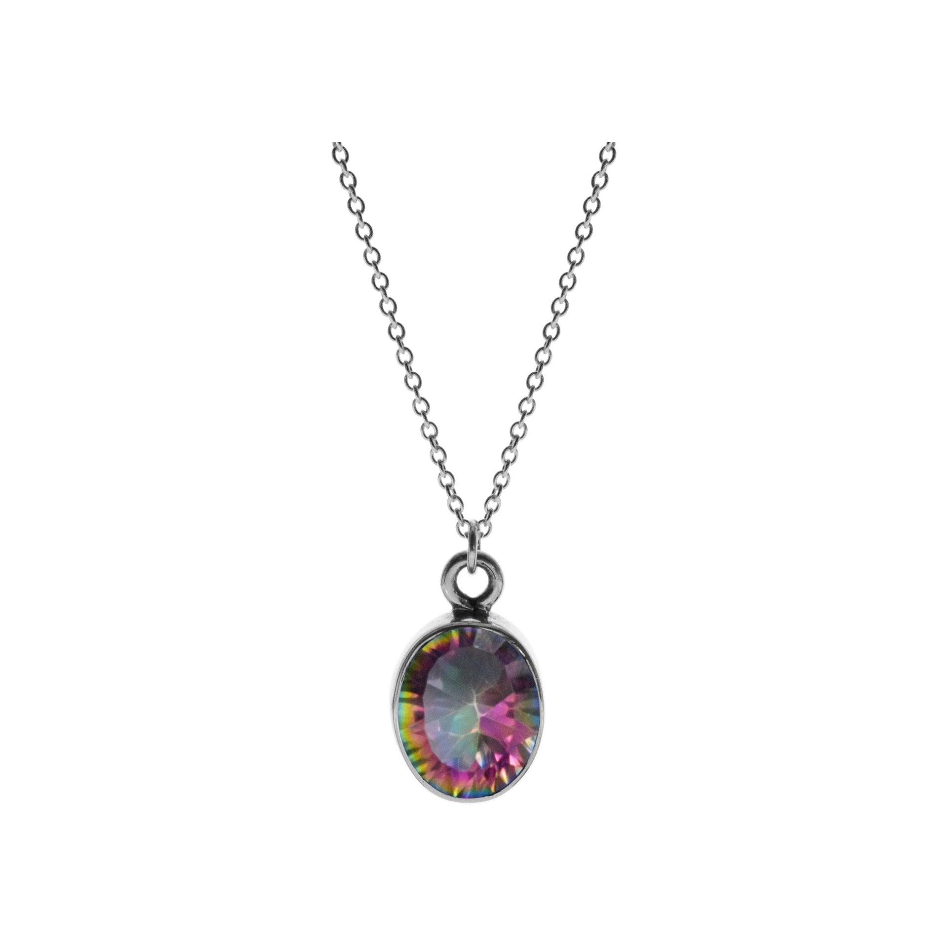 Chloe small oval mystic topaz necklace