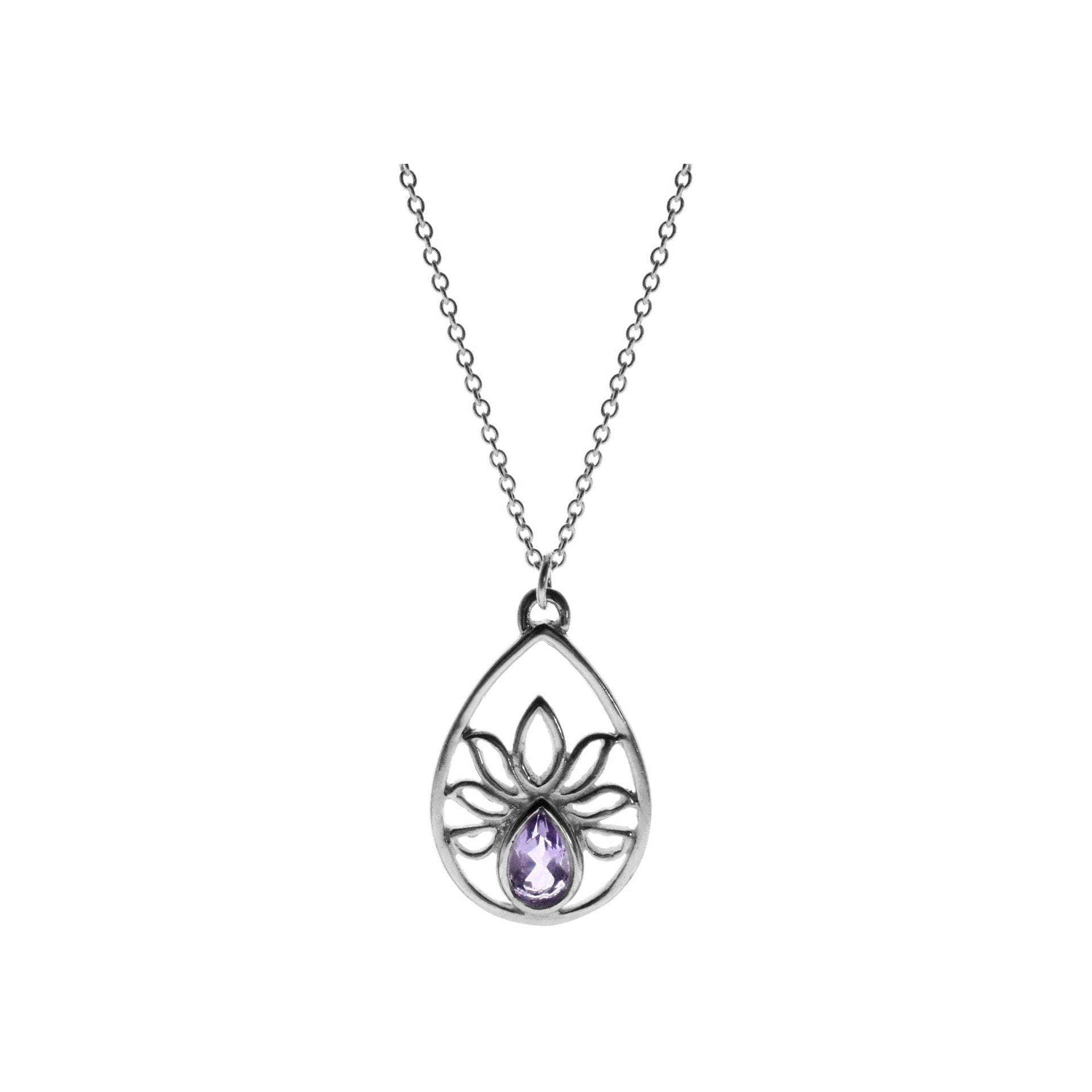 Chloe floral teardrop amethyst necklace
