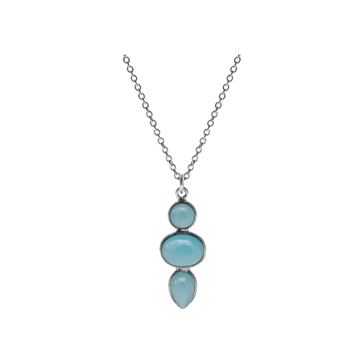Bridget mixed shapes blue chalcedony necklace
