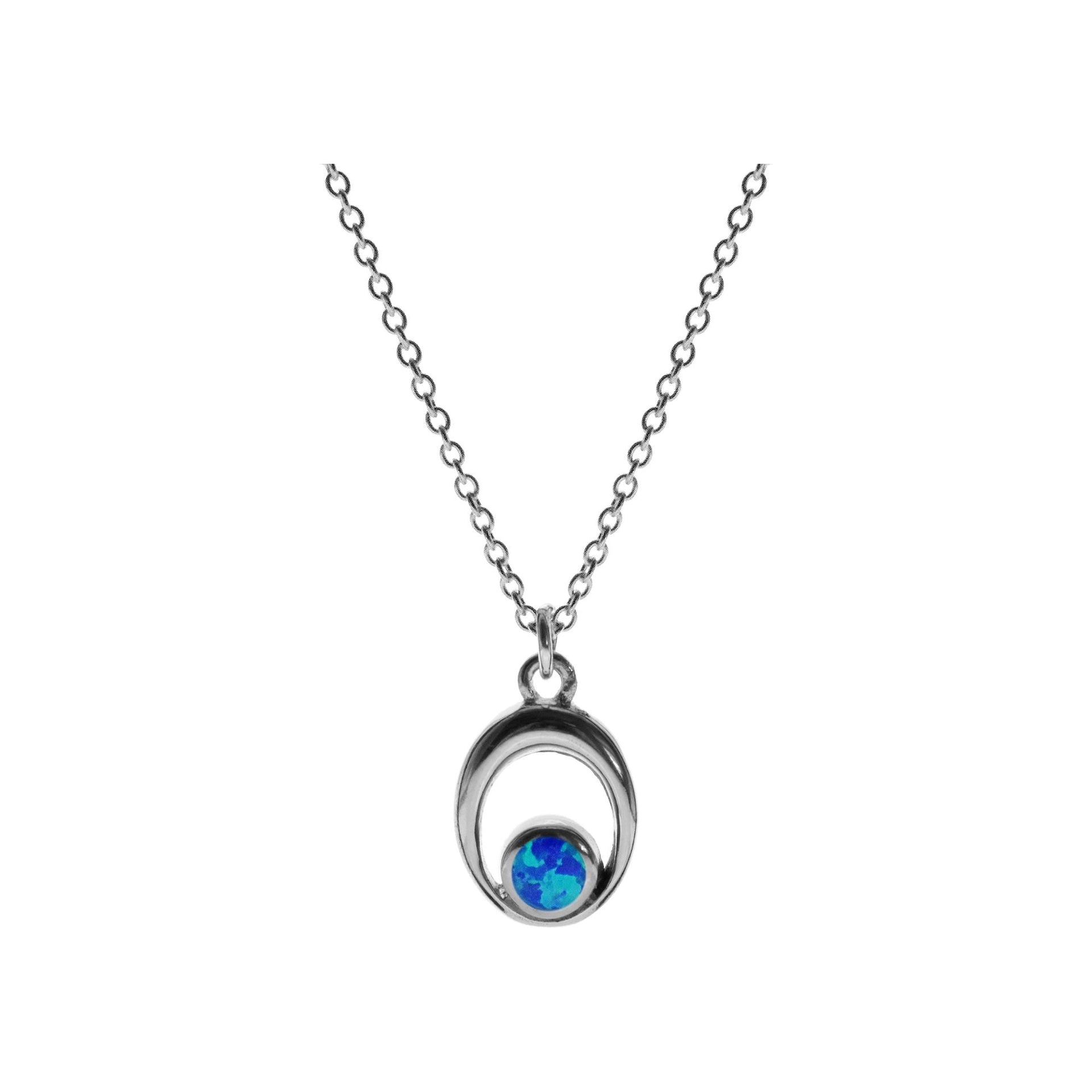 Chloe blue opalique in open oval necklace