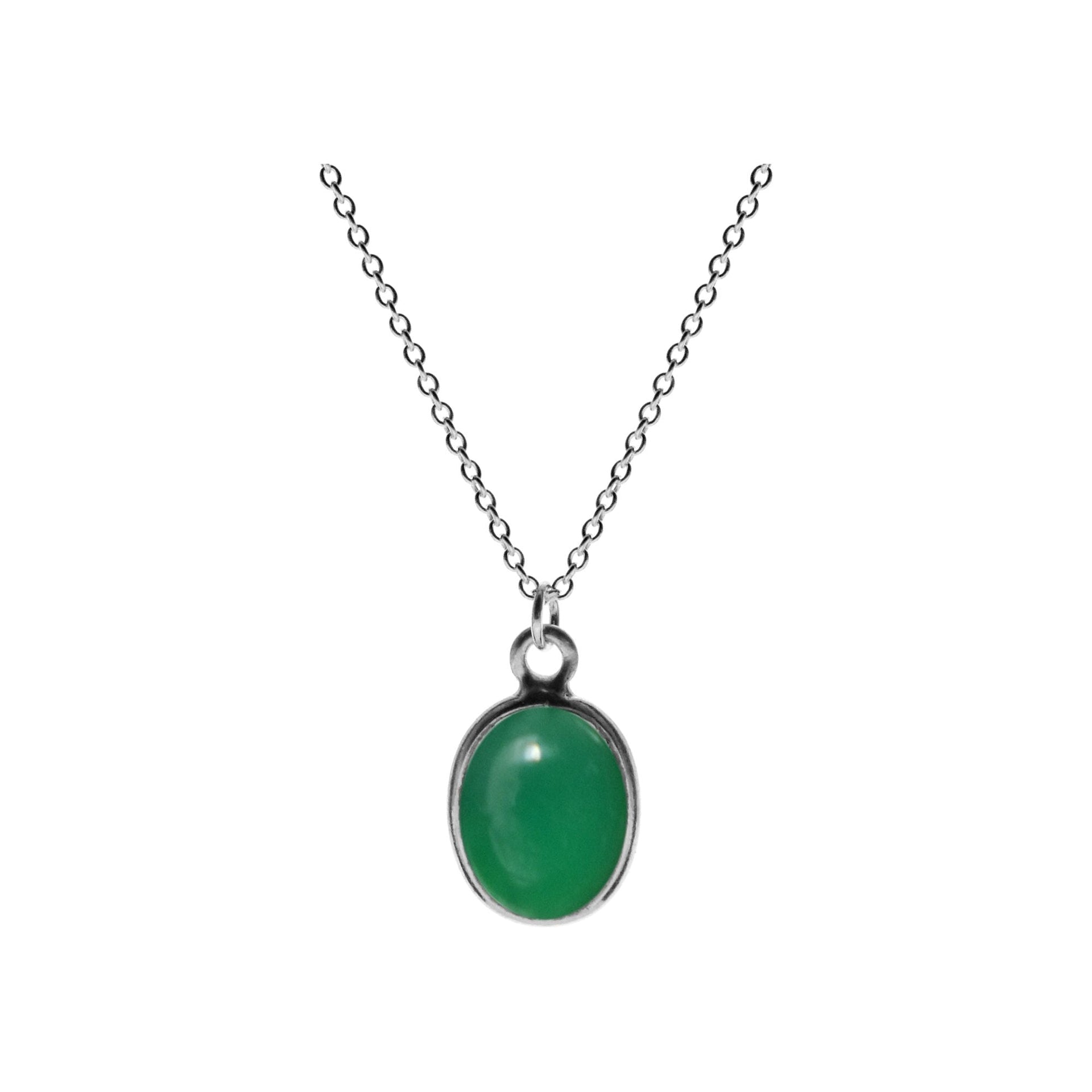 Chloe oval green agate necklace