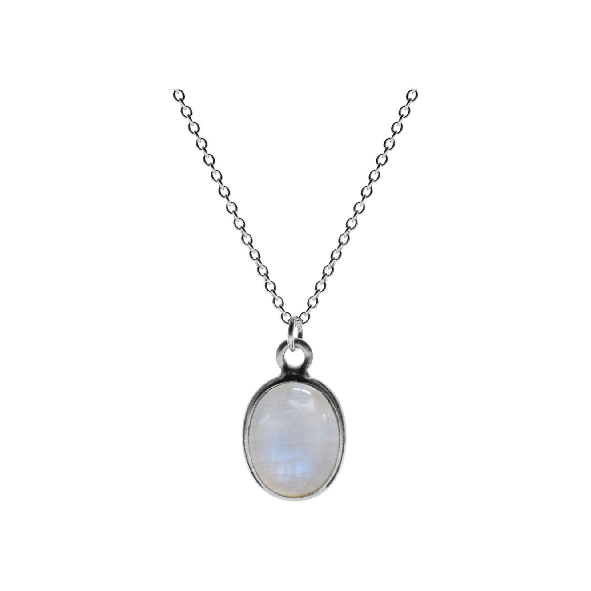 Chloe oval rainbow moonstone necklace