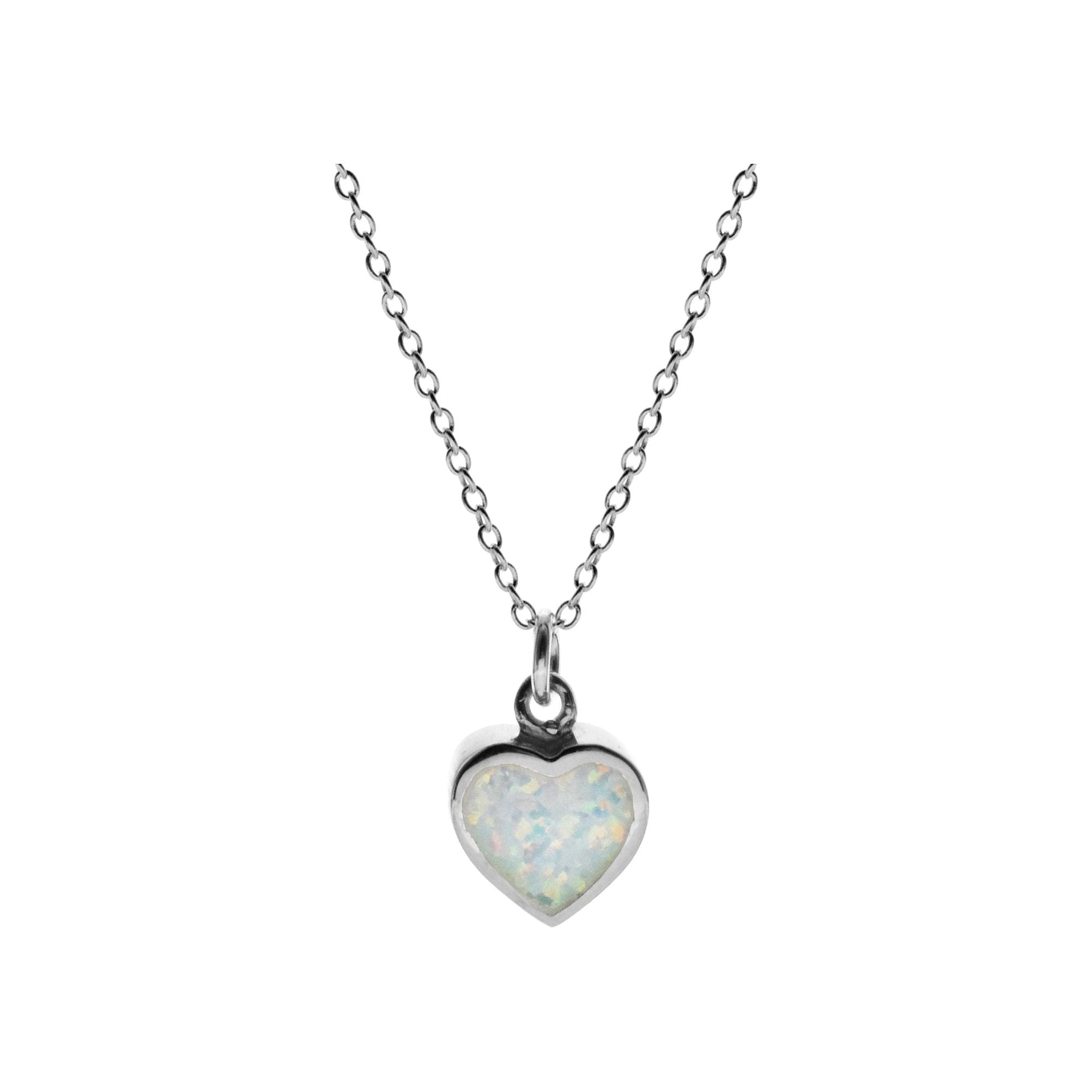 Chloe white opalique heart necklace