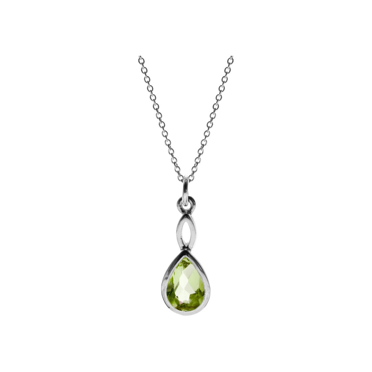 Samira teardrop faceted peridot necklace