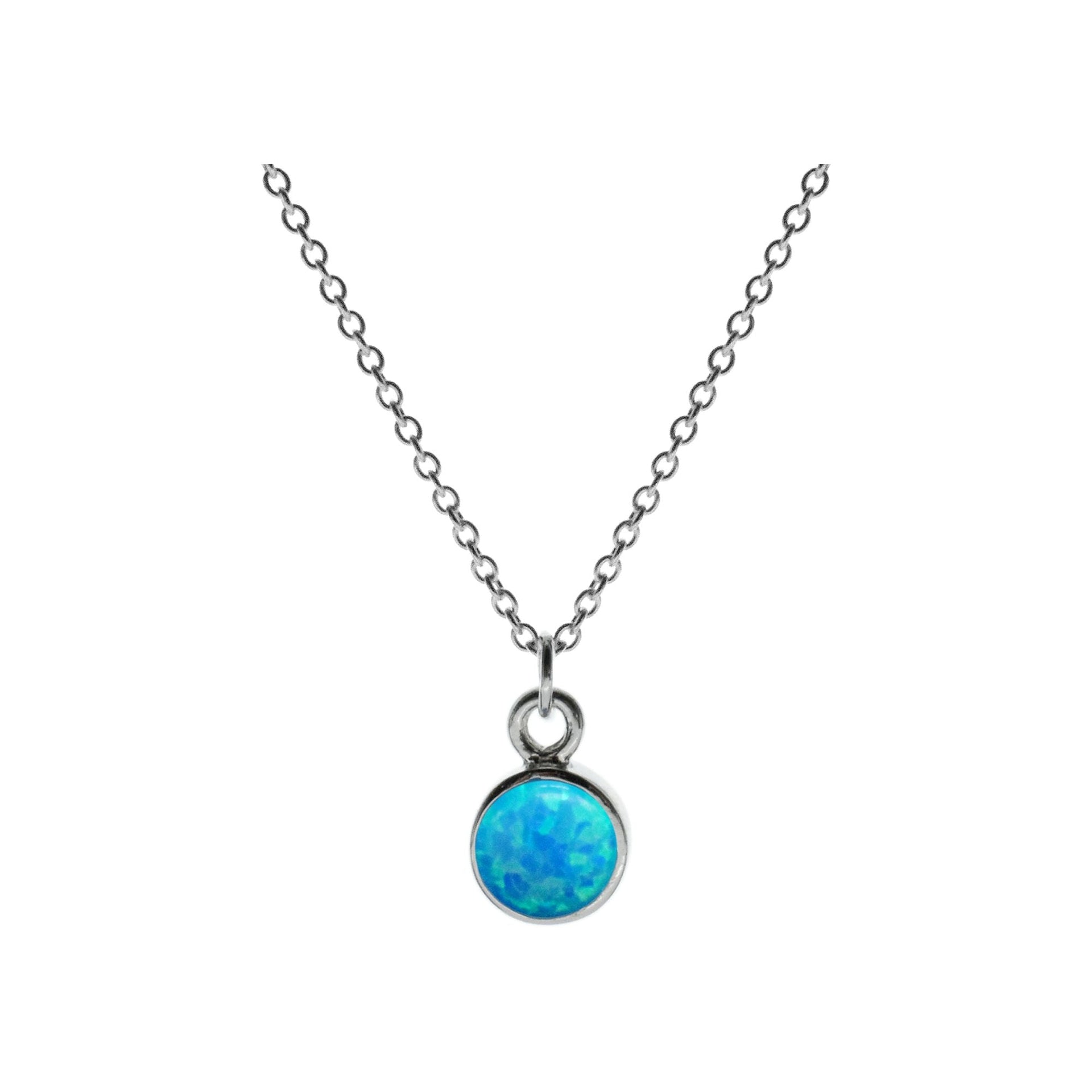 Chloe dainty round blue opalique necklace