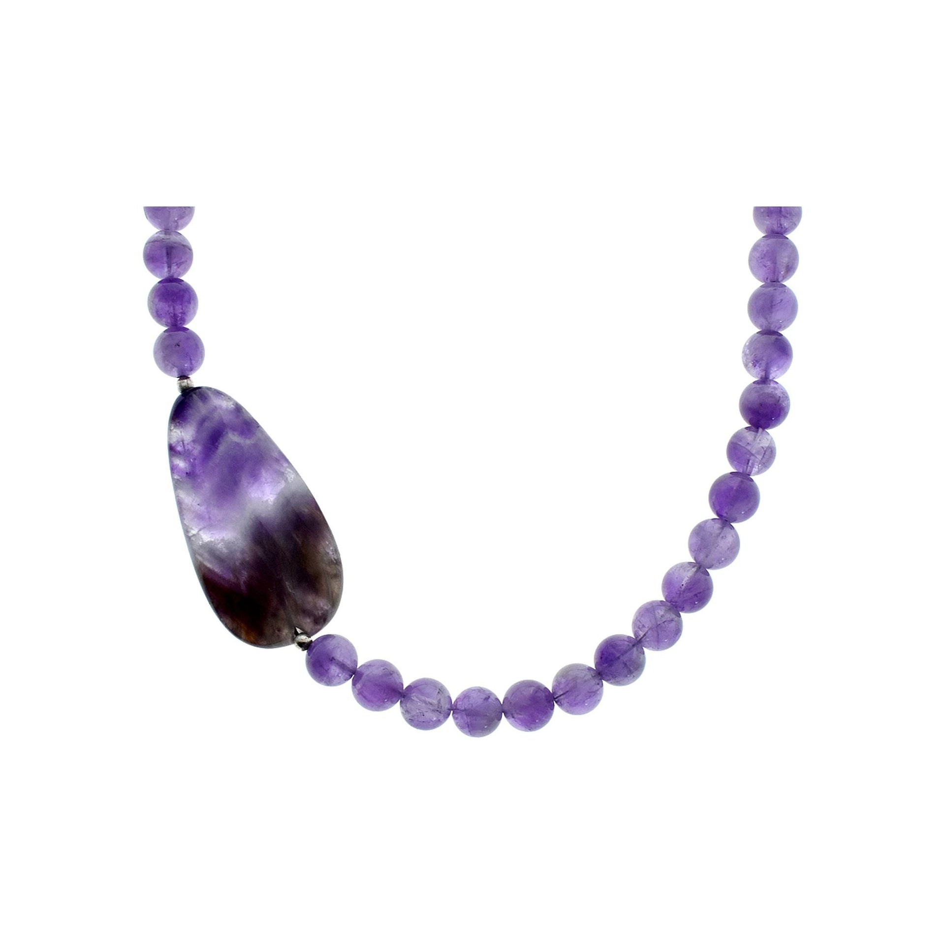 Chloe amethyst bead & large stone necklace