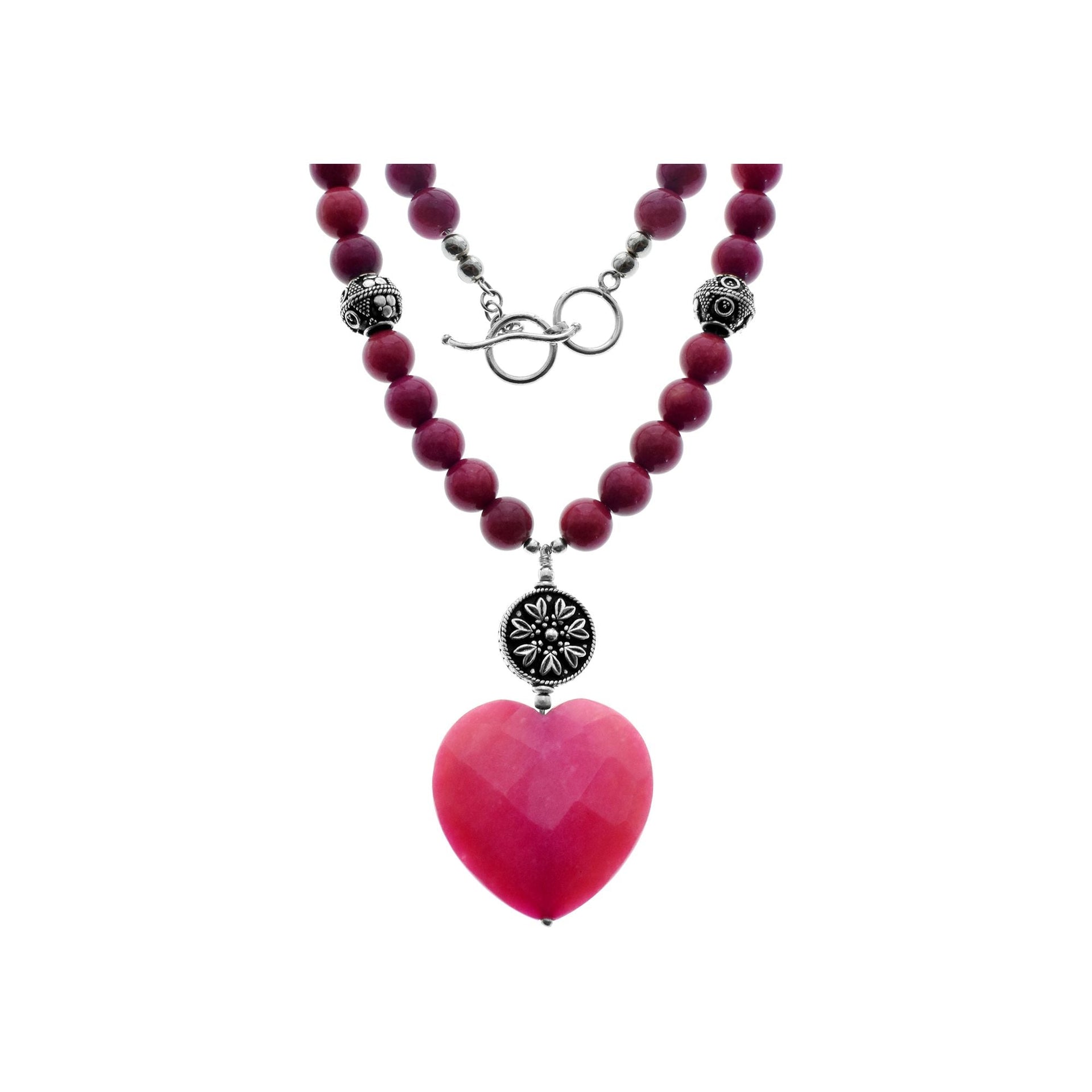 Chloe dyed jade bead & heart necklace
