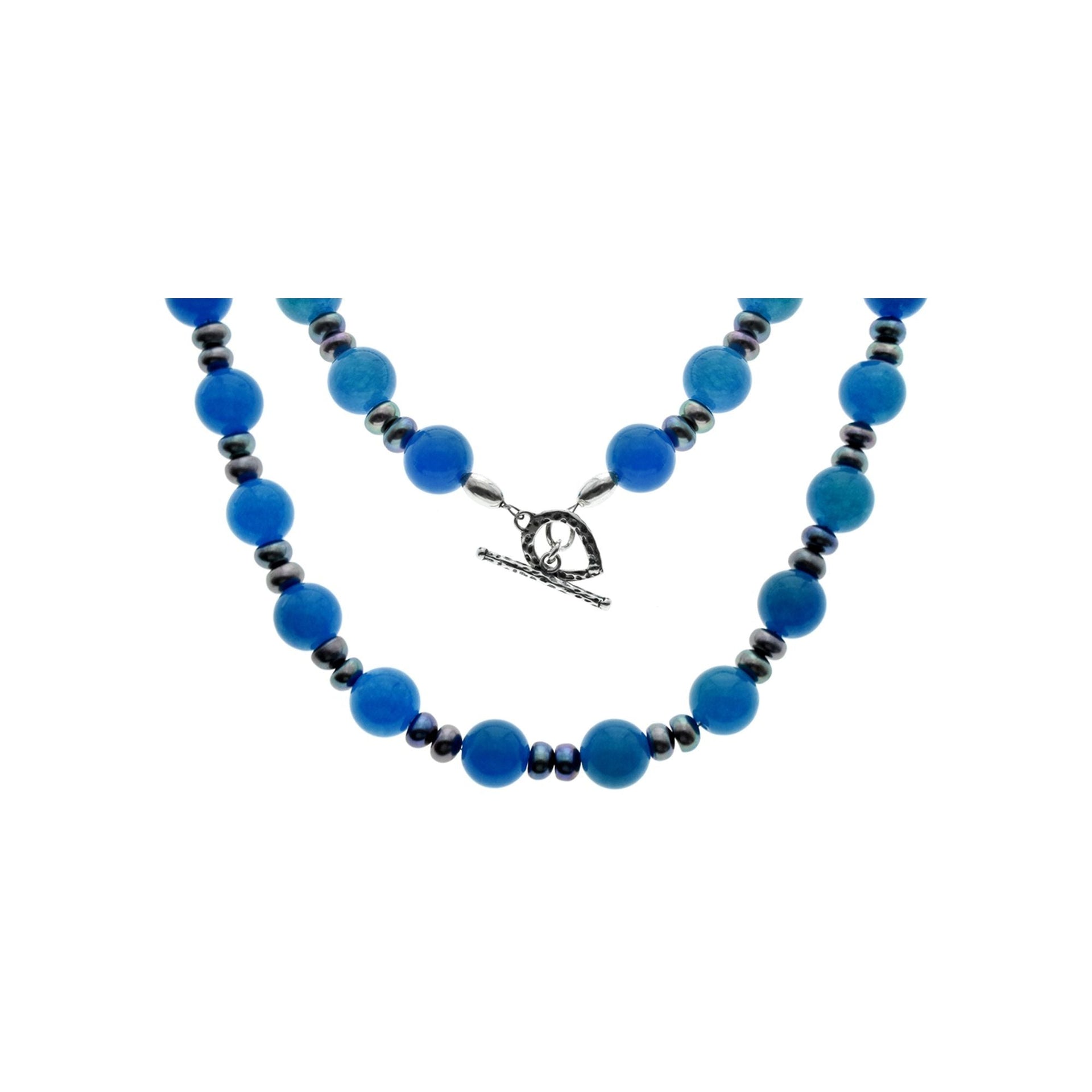 Chloe blue chalcedony & pearl necklace