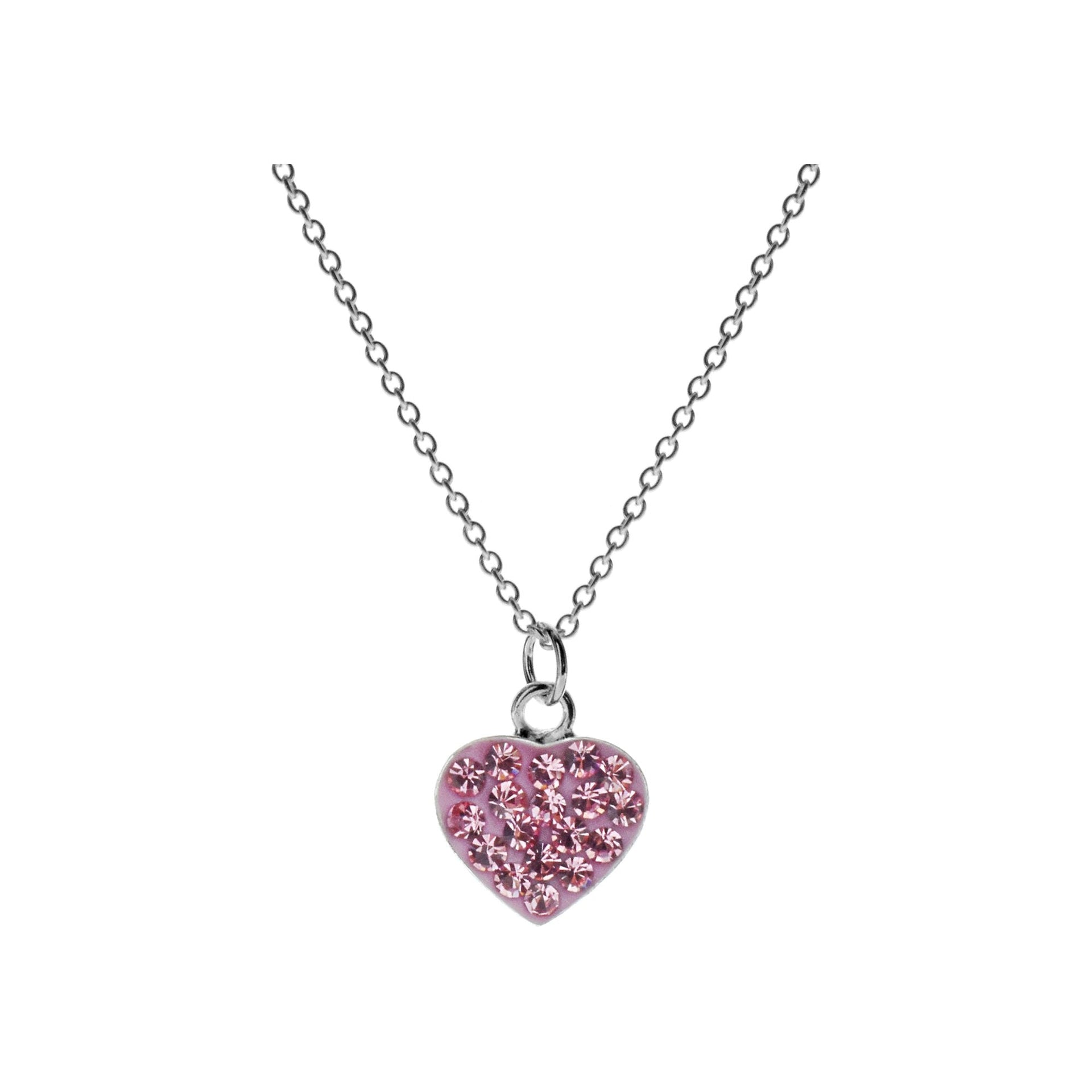 Poppy pink crystal heart necklace