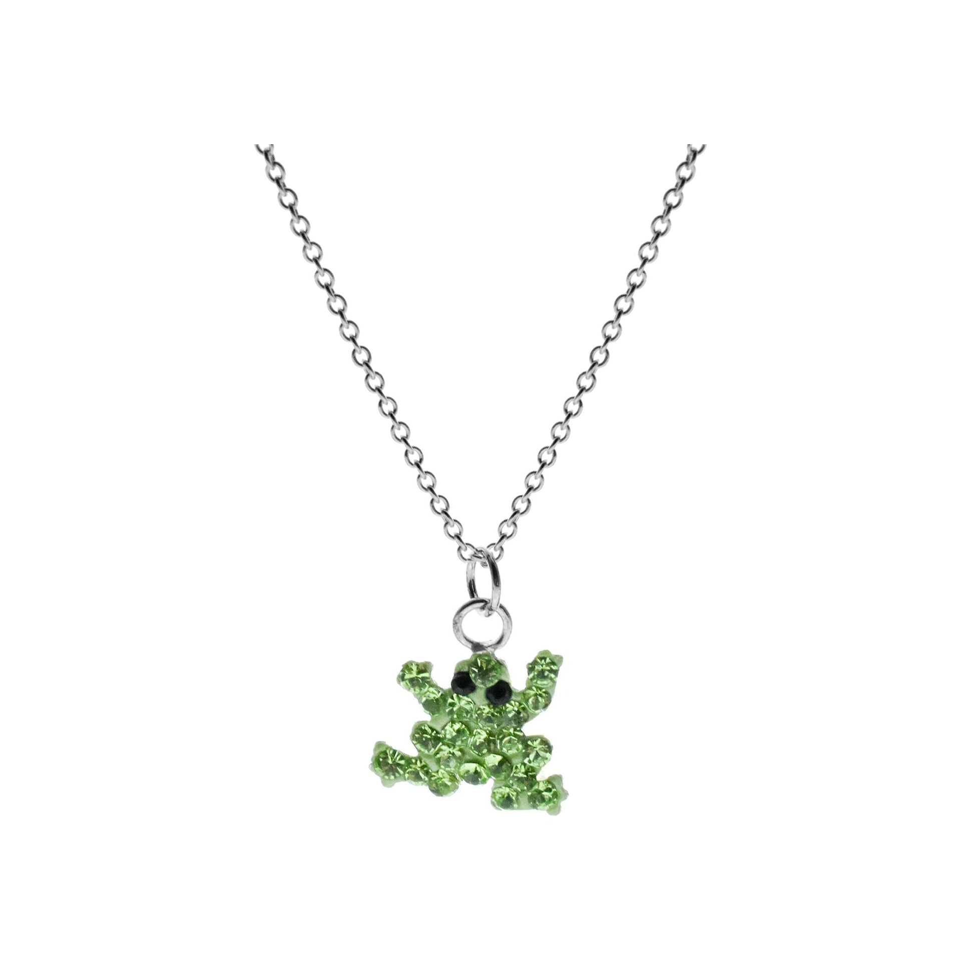 Poppy crystal frog necklace