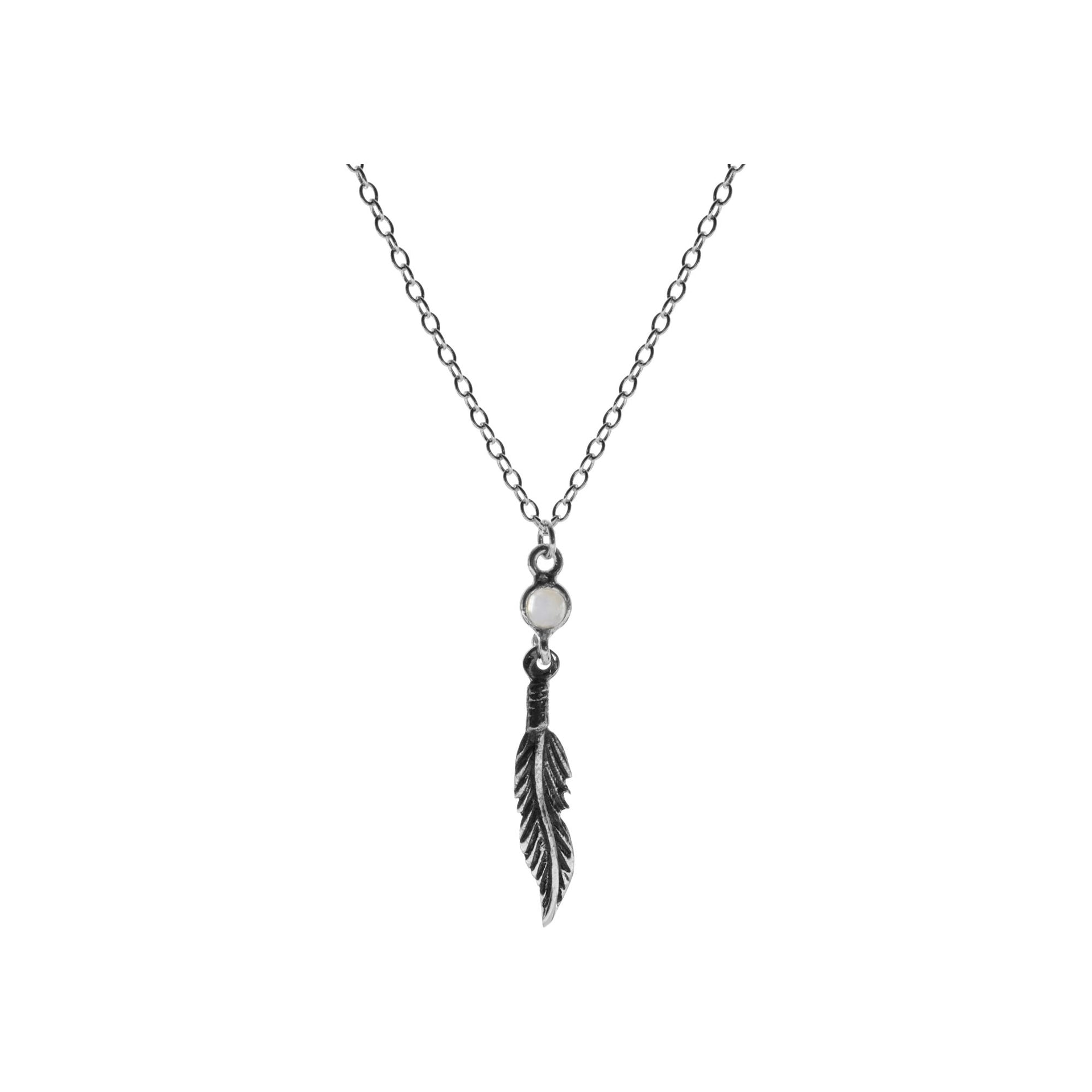 Catalina small rainbow moonstone feather necklace