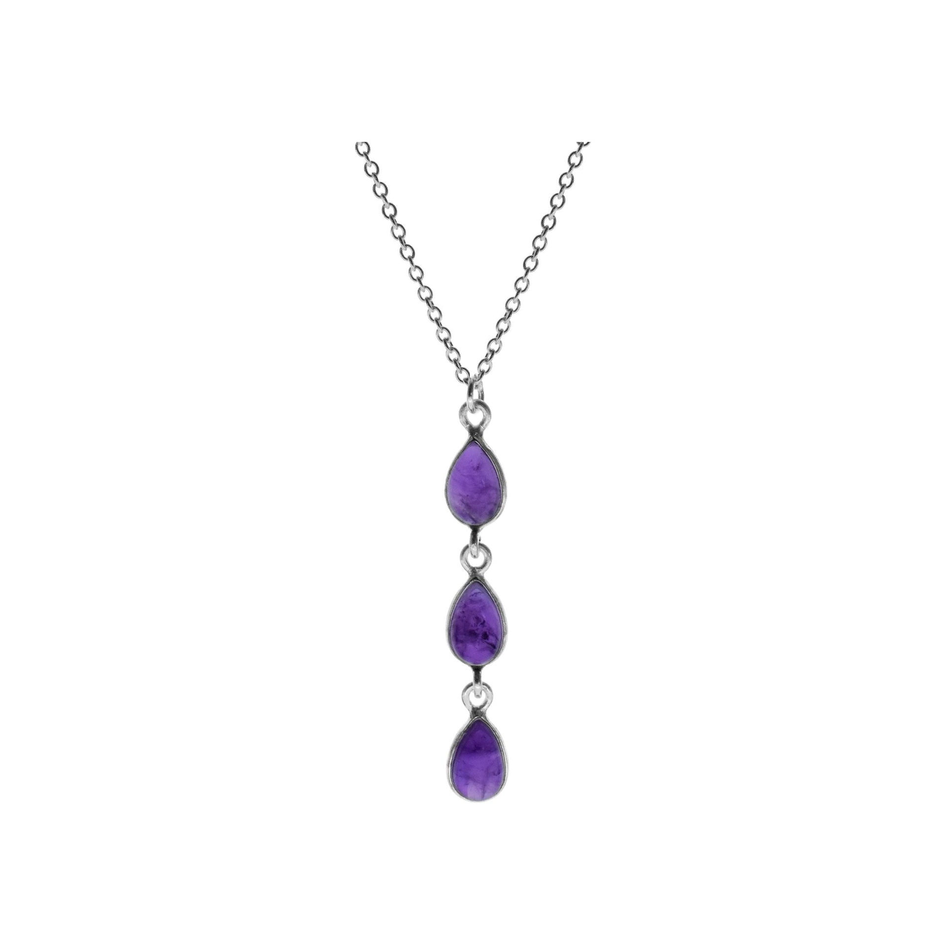 Bridget triple teardrop amethyst necklace