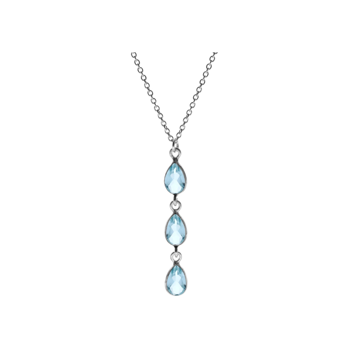 Bridget triple teardrop blue topaz necklace