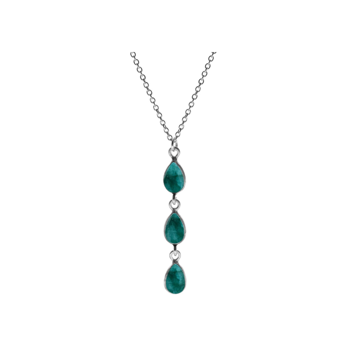 Bridget triple teardrop emerald quartz necklace