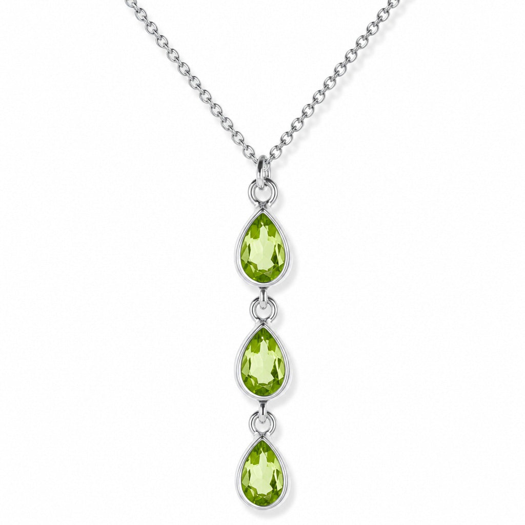 Bridget triple teardrop peridot necklace