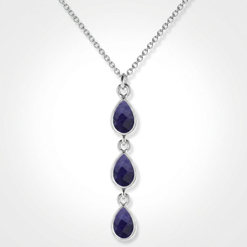 Bridget triple teardrop sapphire quartz necklace