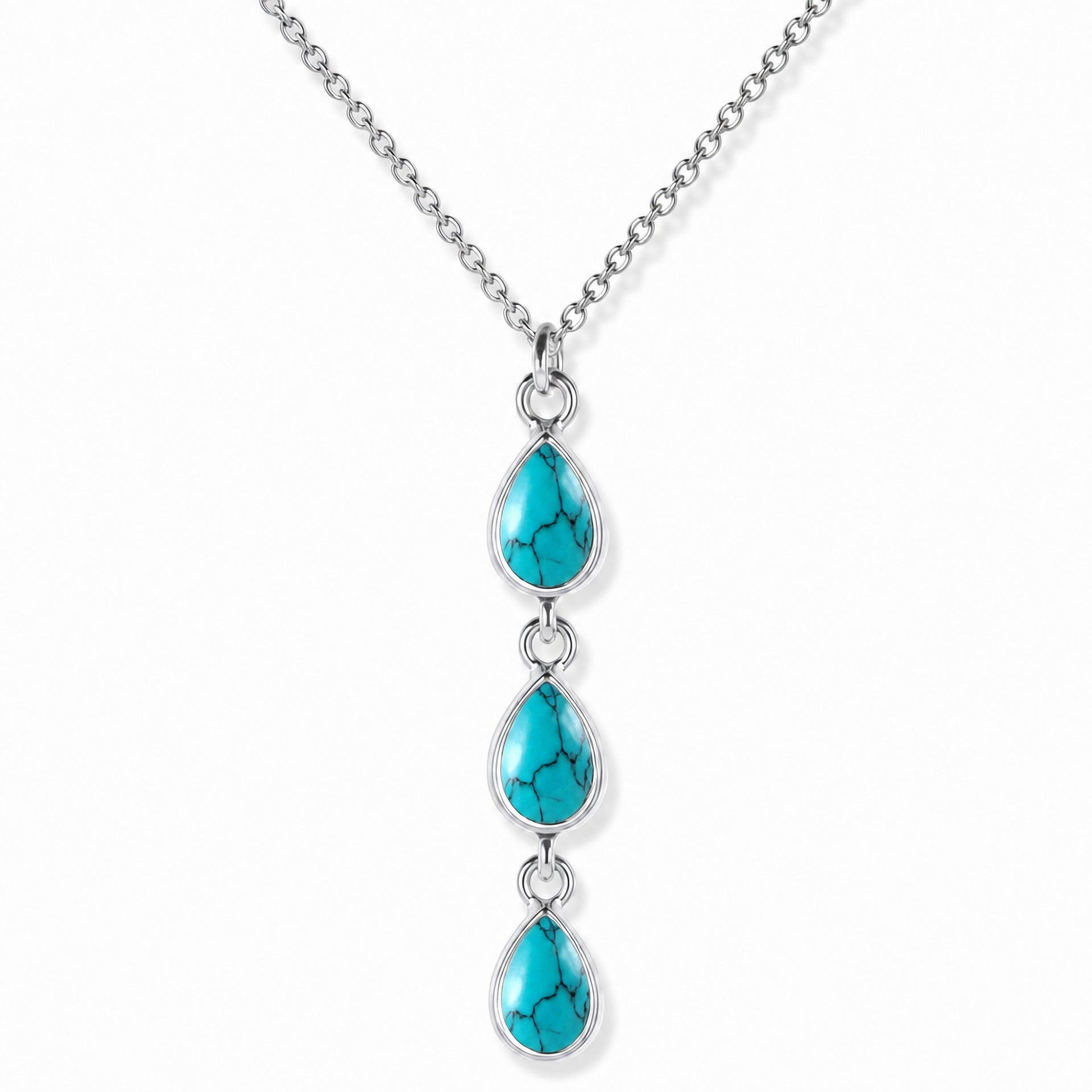 Bridget triple teardrop turquoise necklace