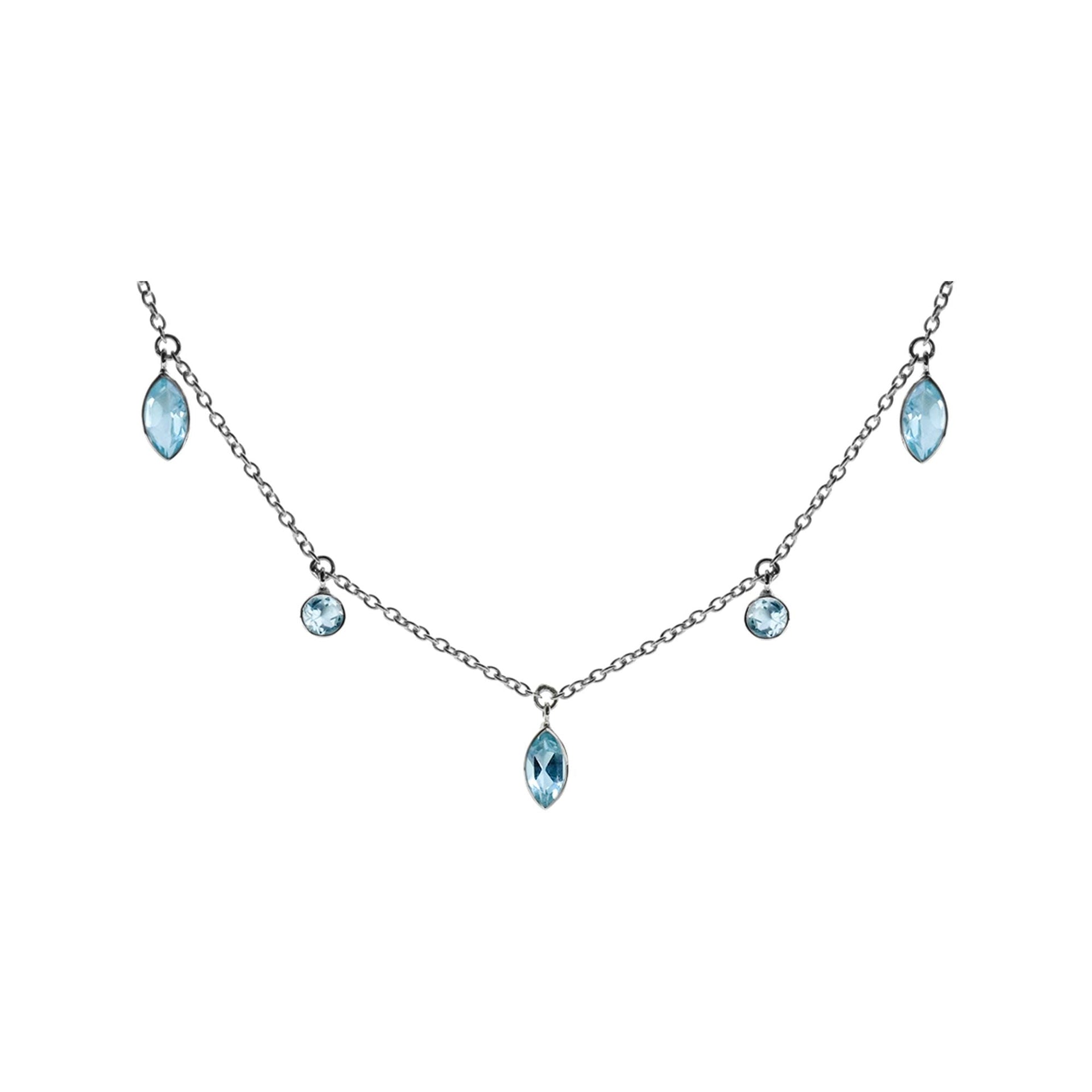 Bridget marquis & round blue topaz necklace