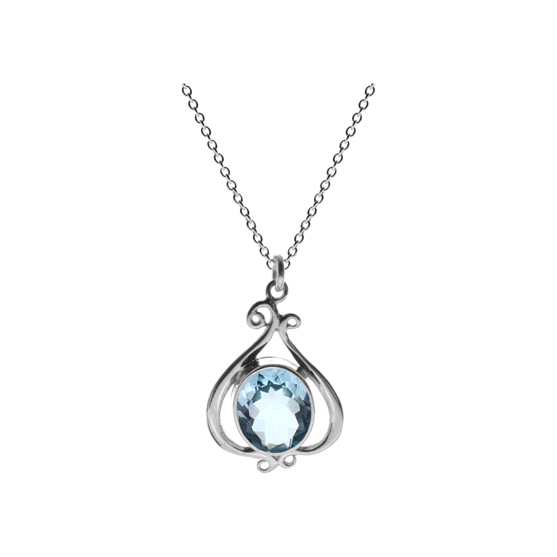Lola elaborate wirework blue topaz necklace
