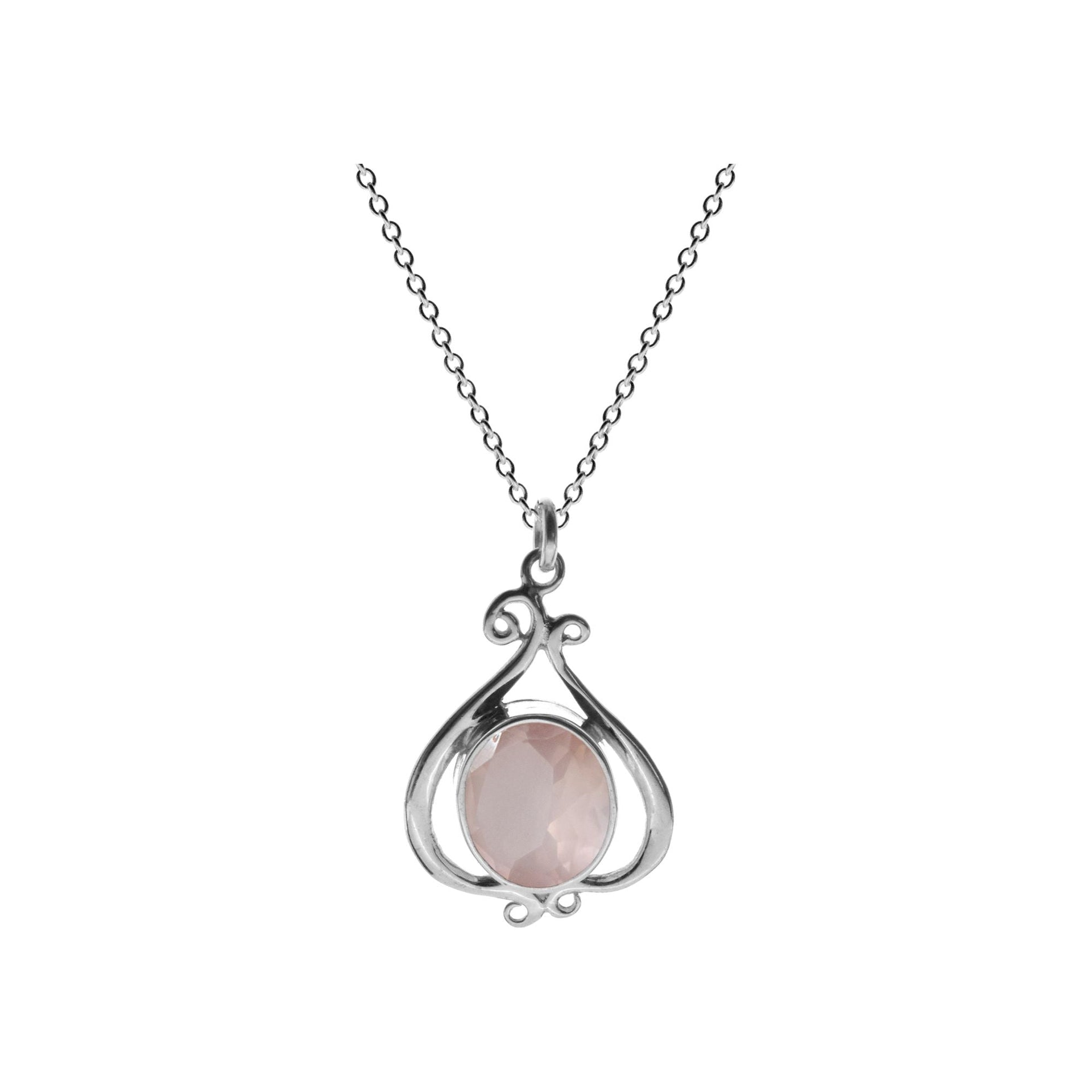 Lola elaborate wirework rose quartz necklace
