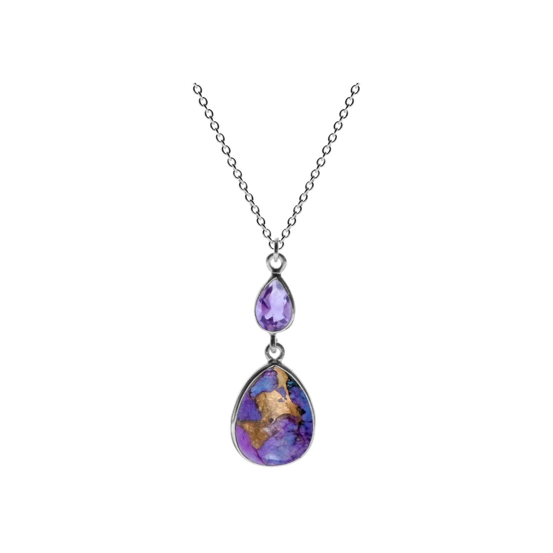 Bridget teardrop purple mohave & amethyst necklace
