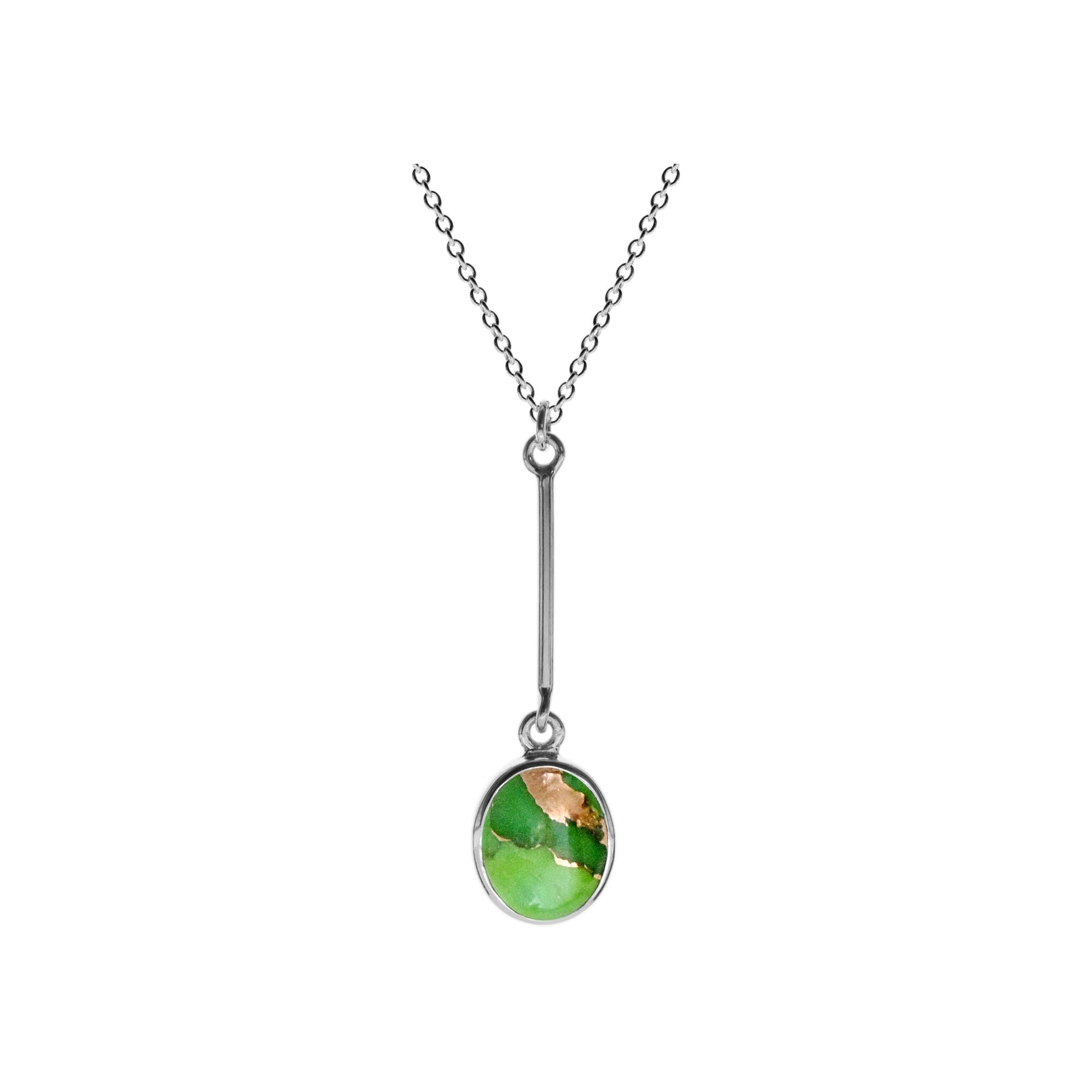 Samira long stem green mohave oval necklace