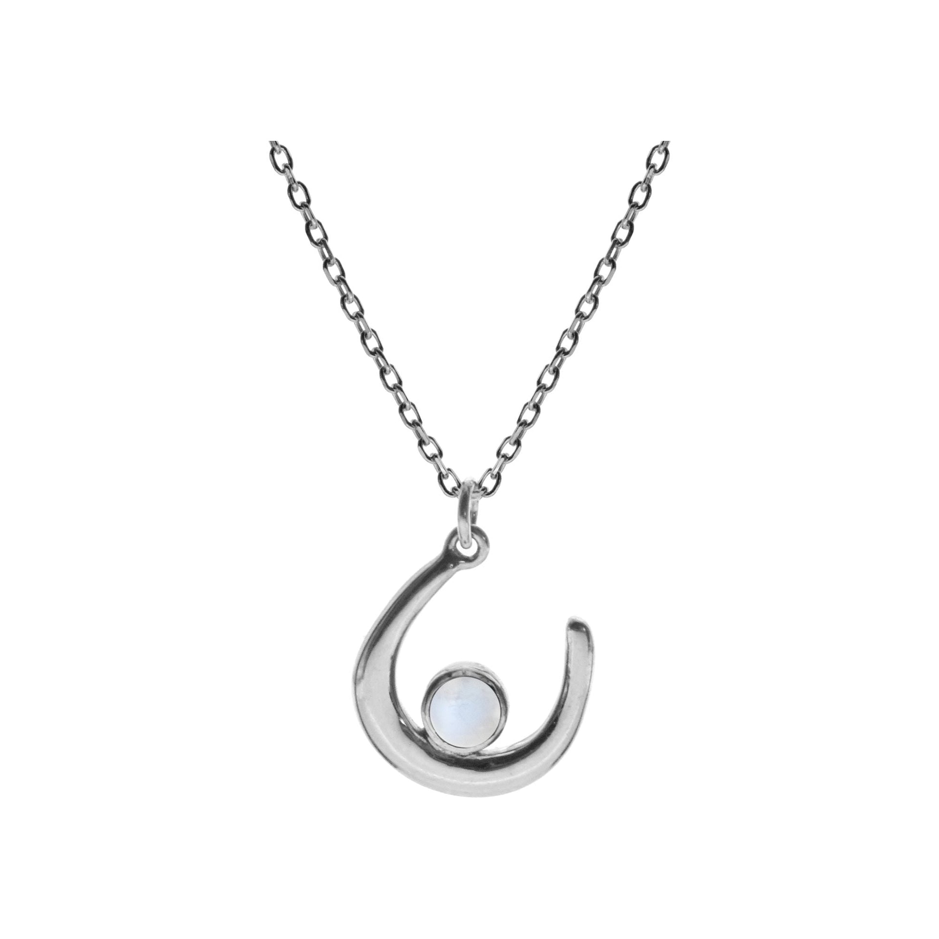 Chloe rainbow moonstone crescent necklace