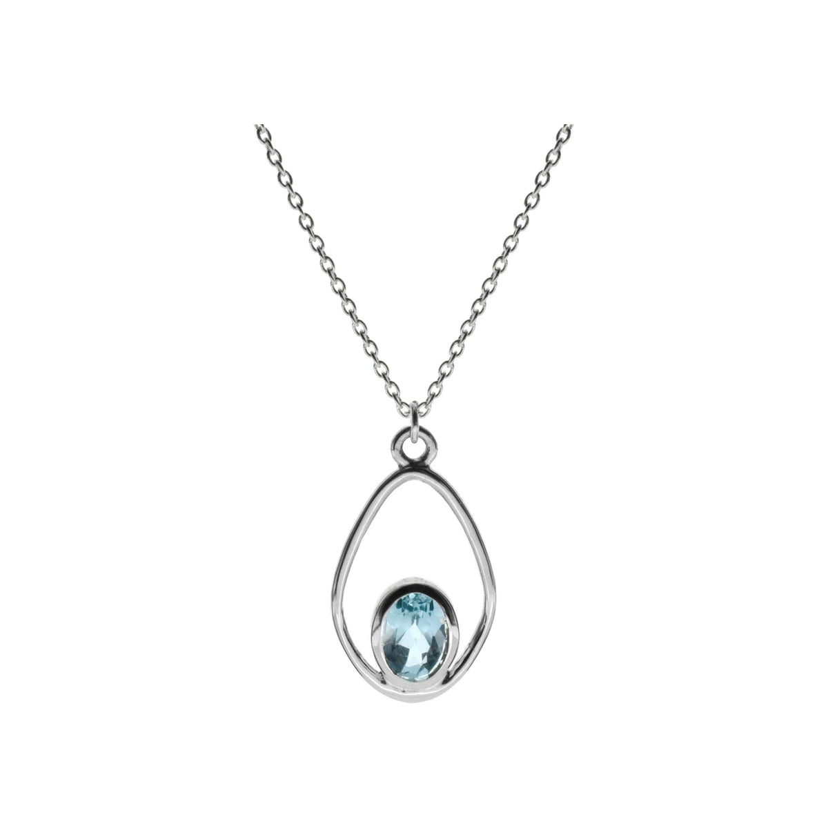 Amy blue topaz soft diamond halo necklace