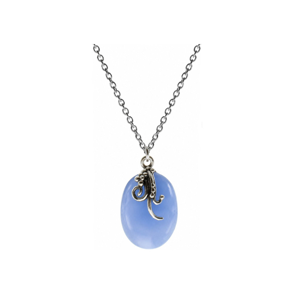 Viola blue chalcedony vine overlay necklace