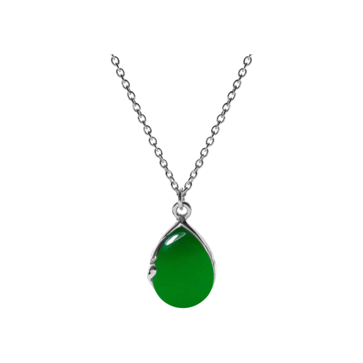 Lola teardrop green agate necklace