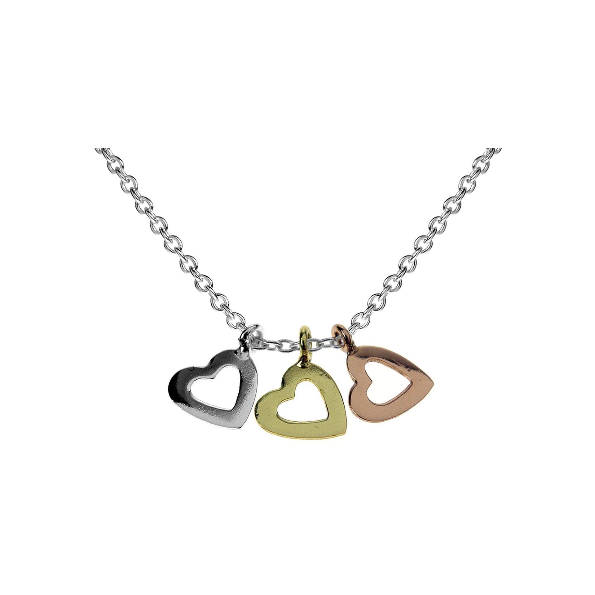 Gold plated triple cut out heart necklace